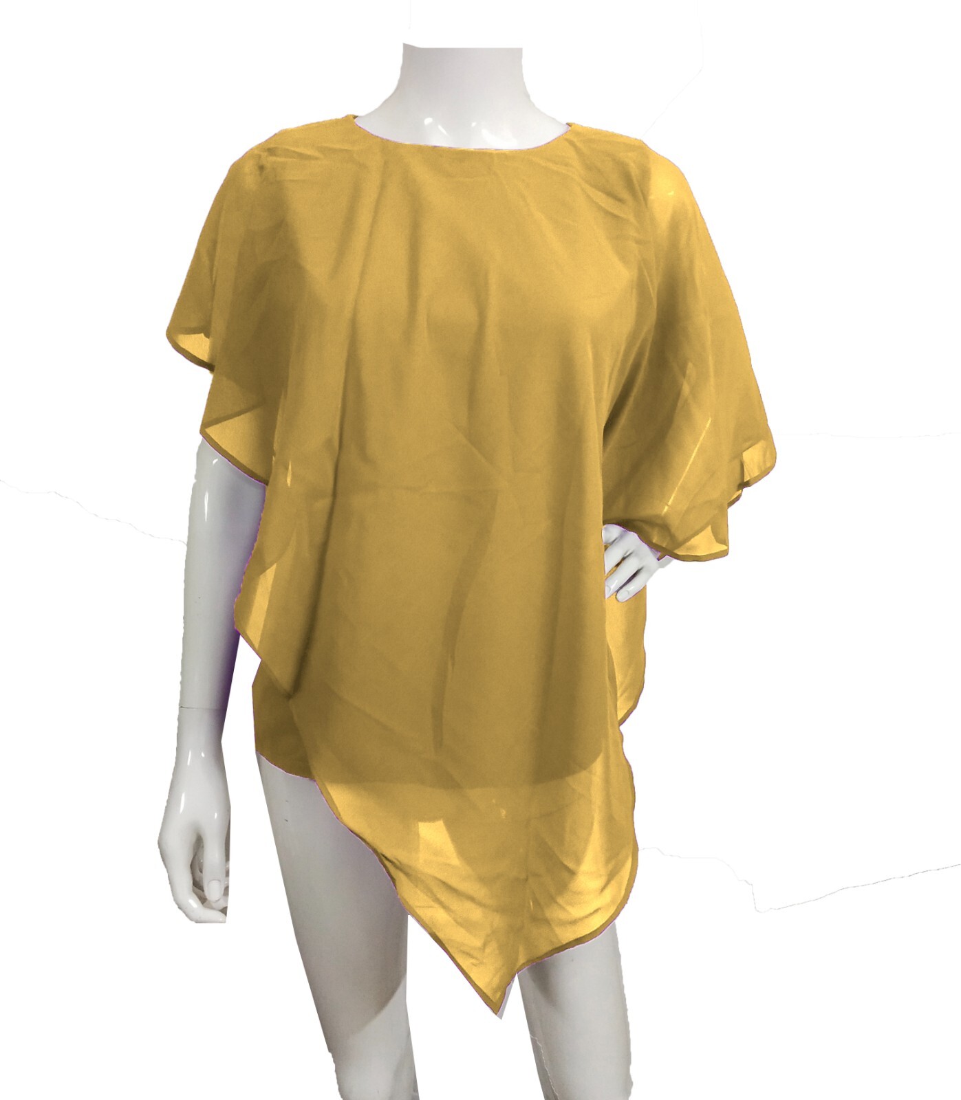 Western Top Chiffon Solid Fancy Color Top Double Layer Women Casual Wear C59