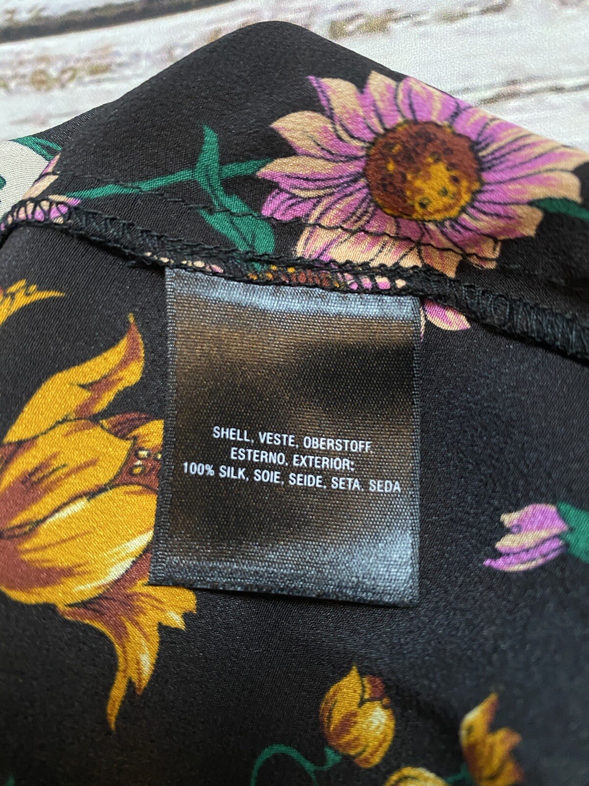 Maeve Anthropologie Sz XS (US 2) 100%Silk Florence Floral Black Top Blouse NWT