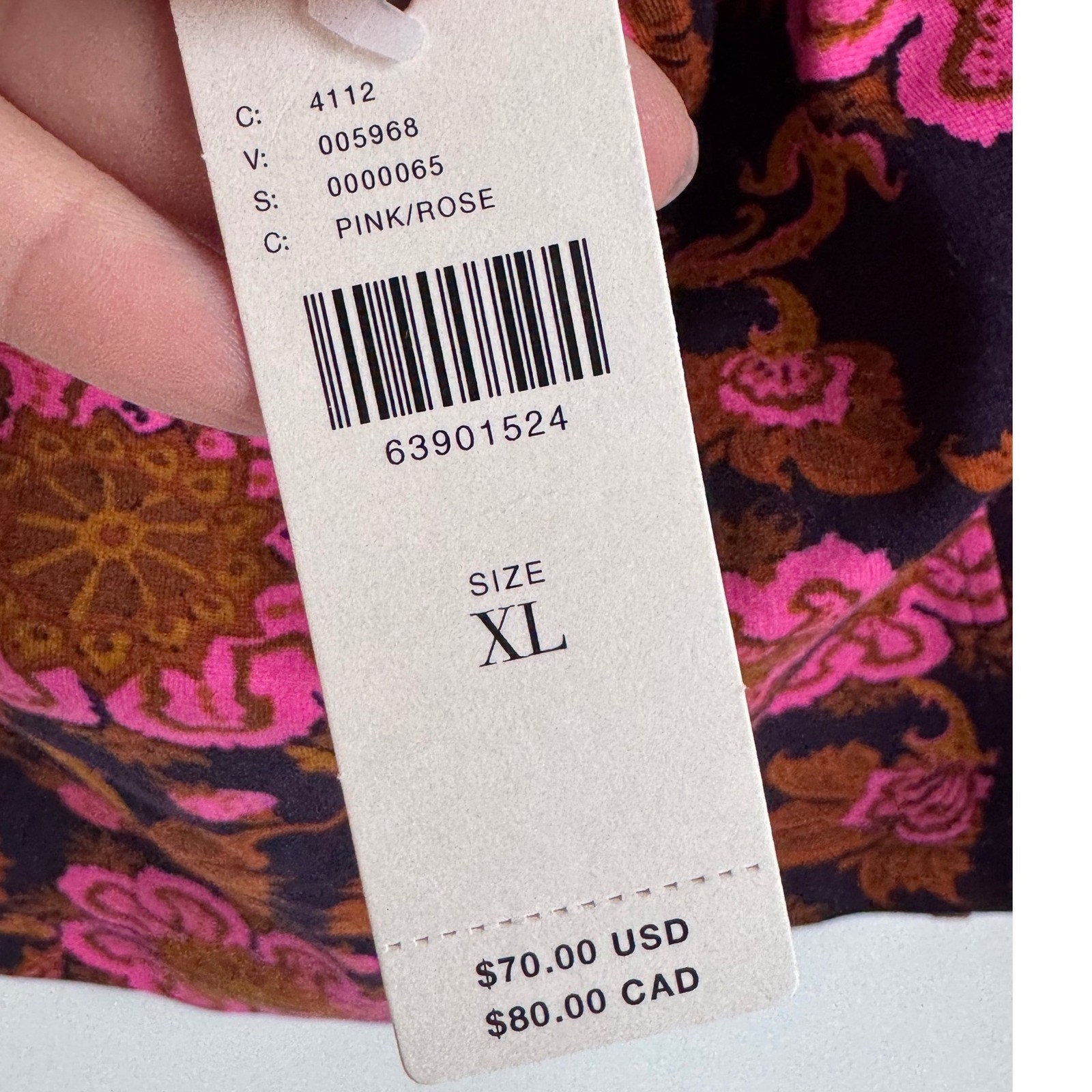 Anthropologie Porridge Floral Crossback Tank Top Pink Fuscia Rose xl boho