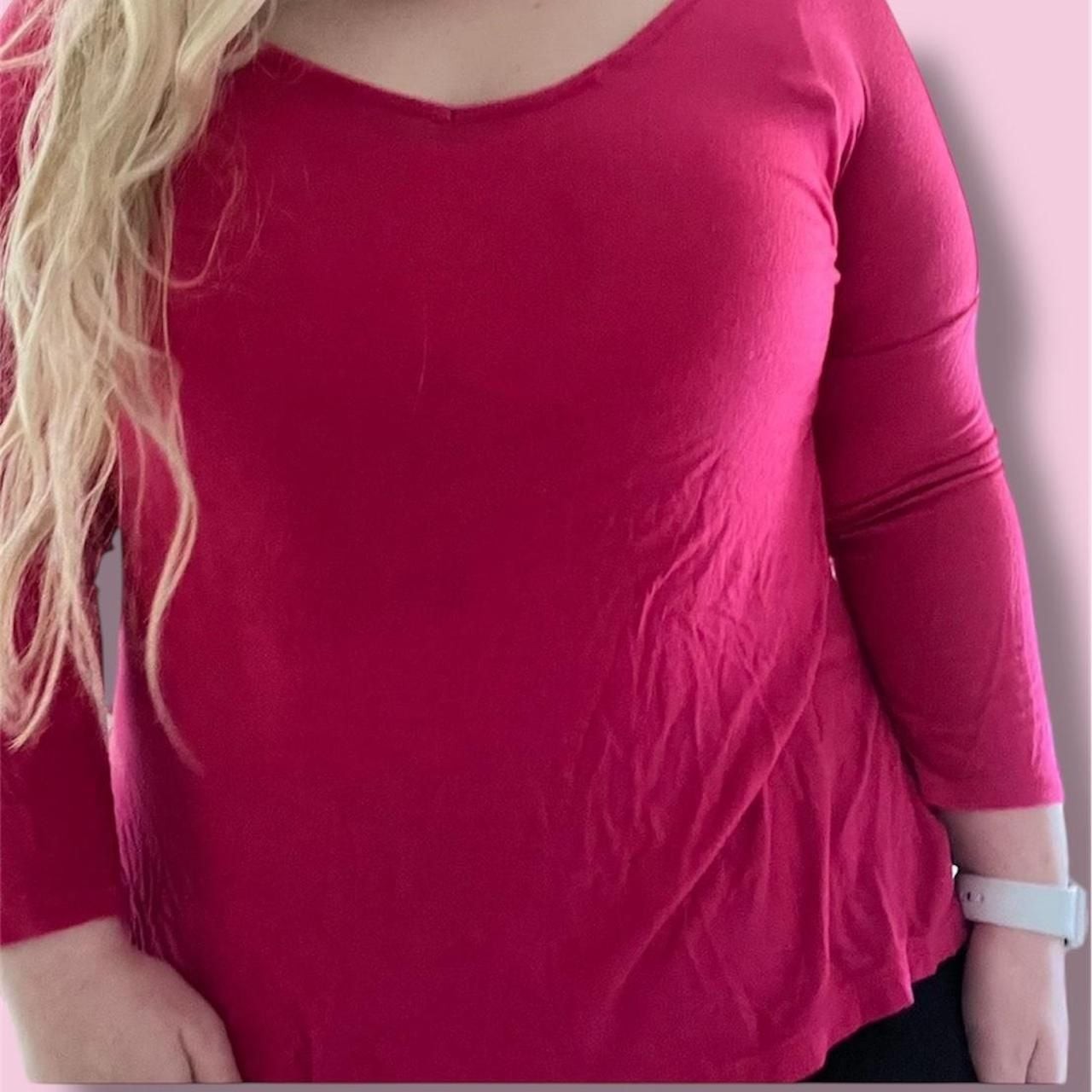 Pink Rose Sweet Tea’s Hot Pink V-Neck Long Sleeve Tee