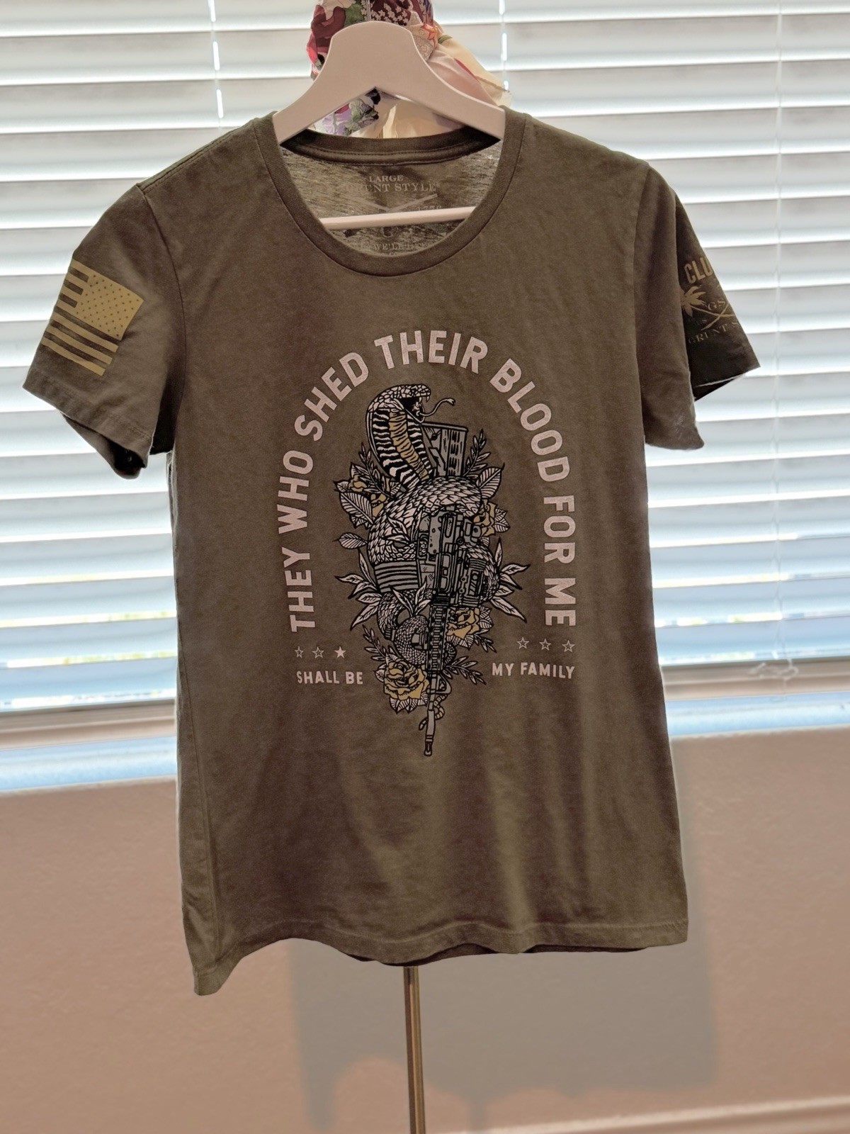 Grunt Style Snake Military Law Enforcement Women’s Large Green Cotton T-Shirt