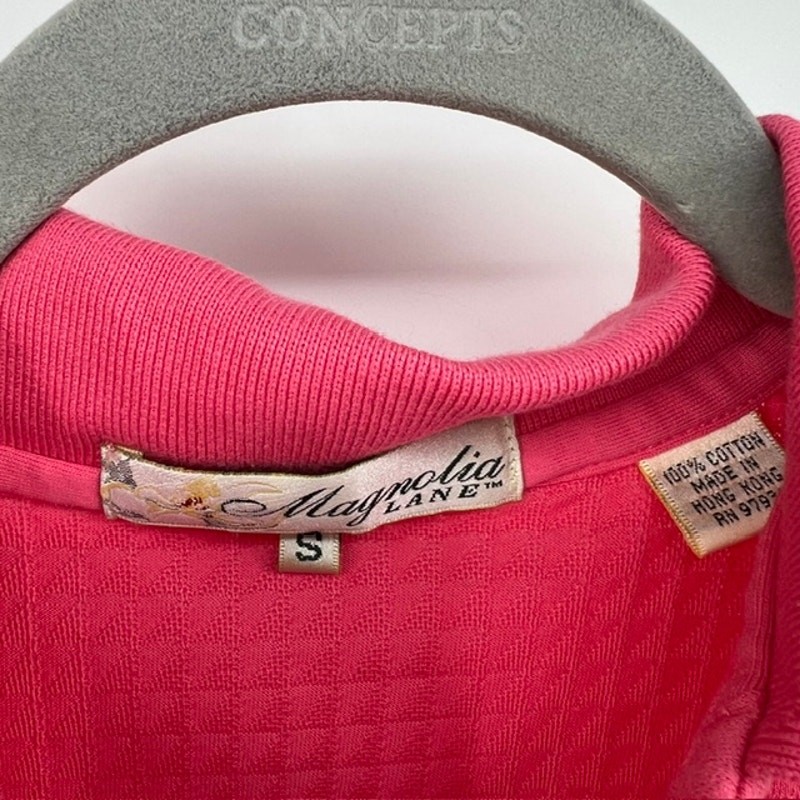 VTG Magnolia Lane Masters Sleeveless Top Womens S Pink Waffle Knit Preppy Logo