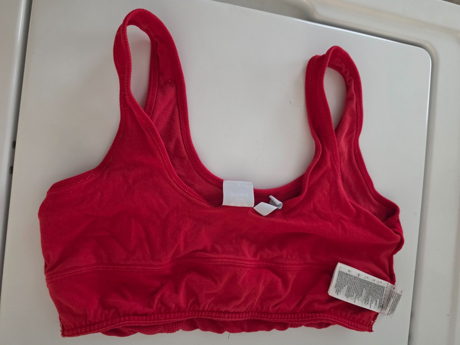 Adidas Originals red crop top / bralette, scoop neckline, embroided logo, size L