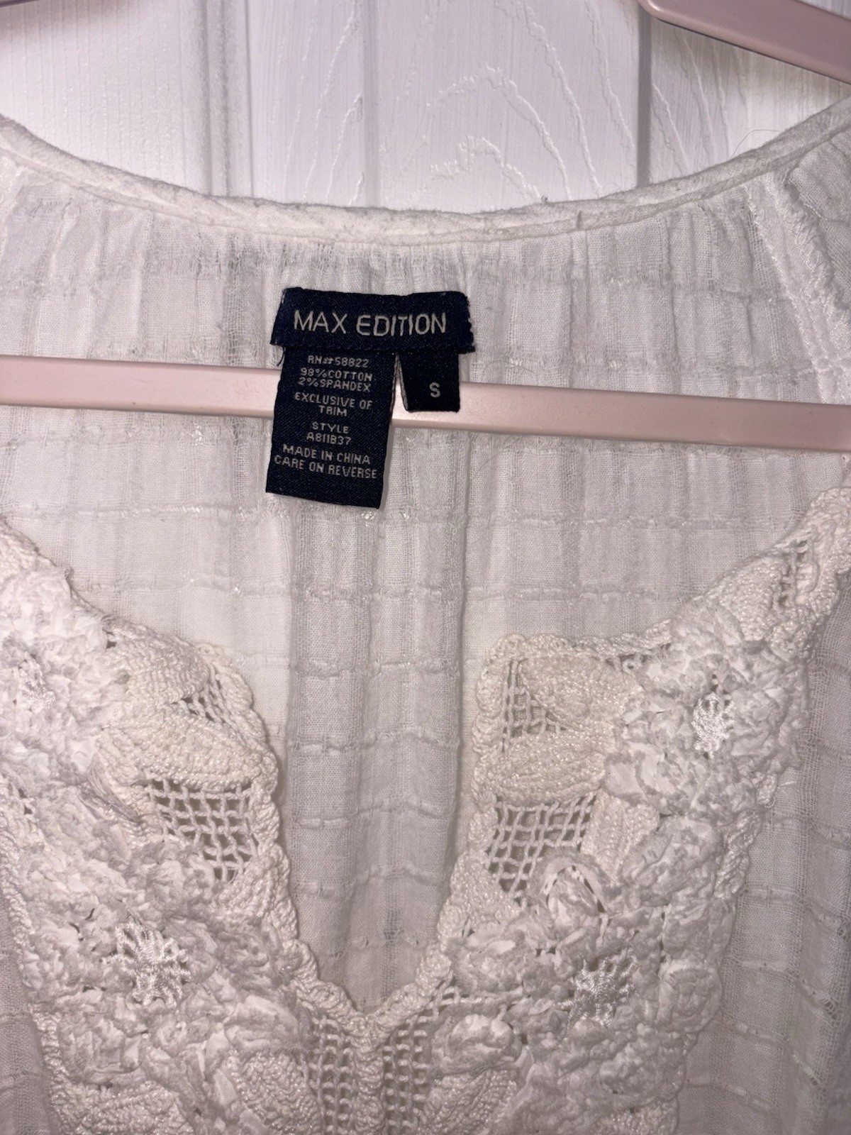 BLUSH BARGAINS | Max Edition 98% Cotton 3/4 Sleeve White Blouse S