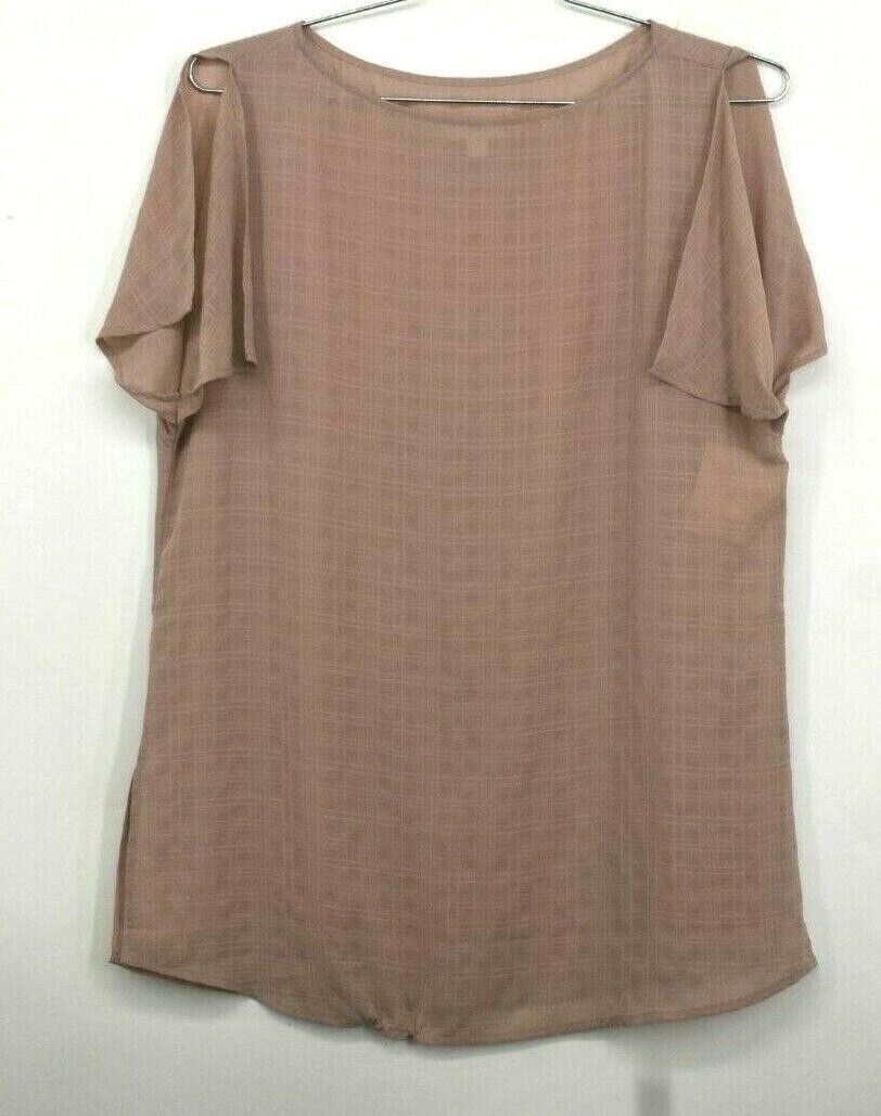 14th & Union Womens Sheer Pink Checkered Business Casual Blouse Slide Slits M