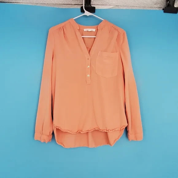 Love Tree Blouse Women’s Size Small Pink Long Sleeve 3/4 Button Up