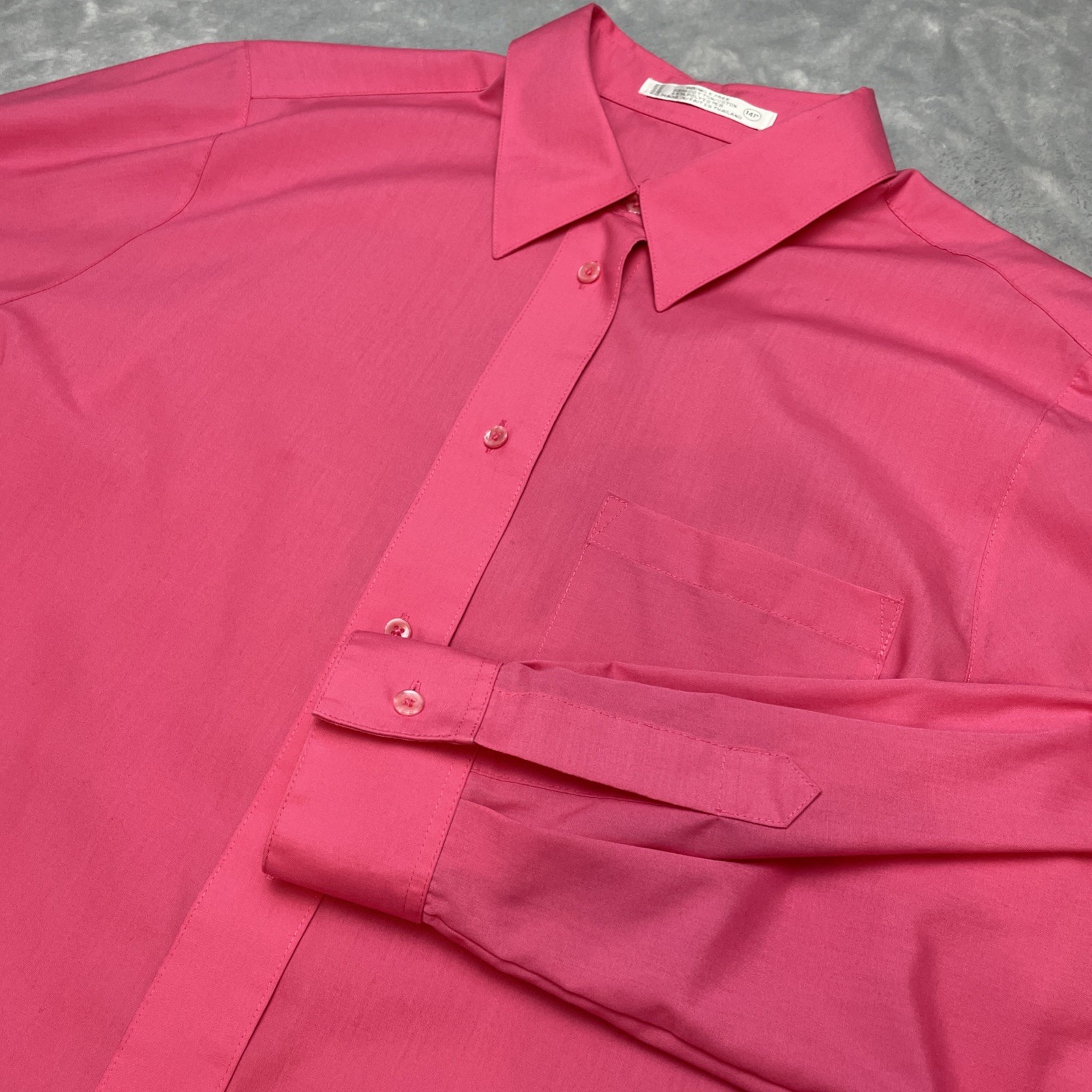 Foxcroft Womens Wrinkle Free Shirt Blouse Size 14P Hot Pink Long Sleeve No Iron
