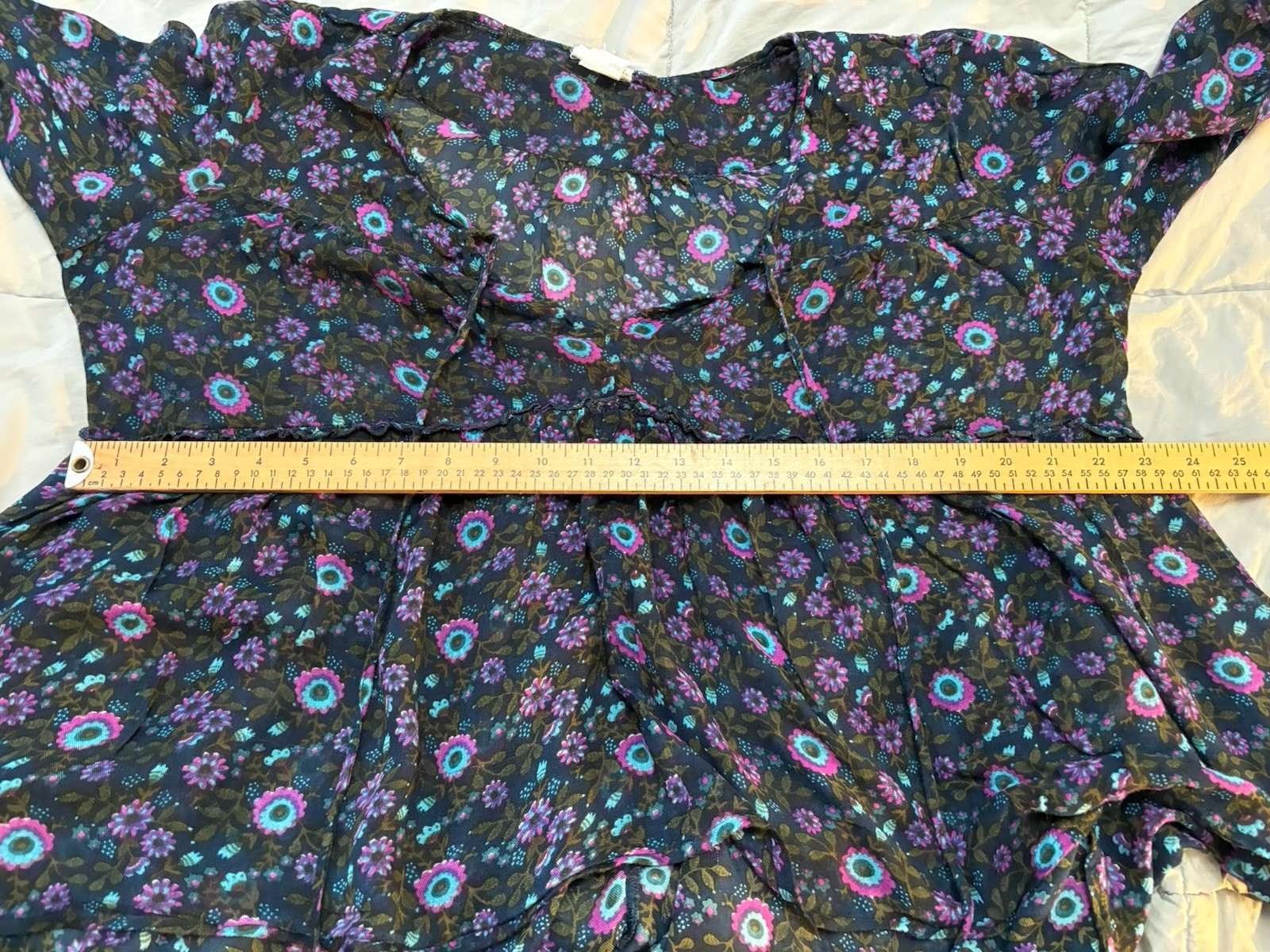 Natural Life Blouse One Size S M L Floral Hi Lo Boho Peasant Cottage Hippie