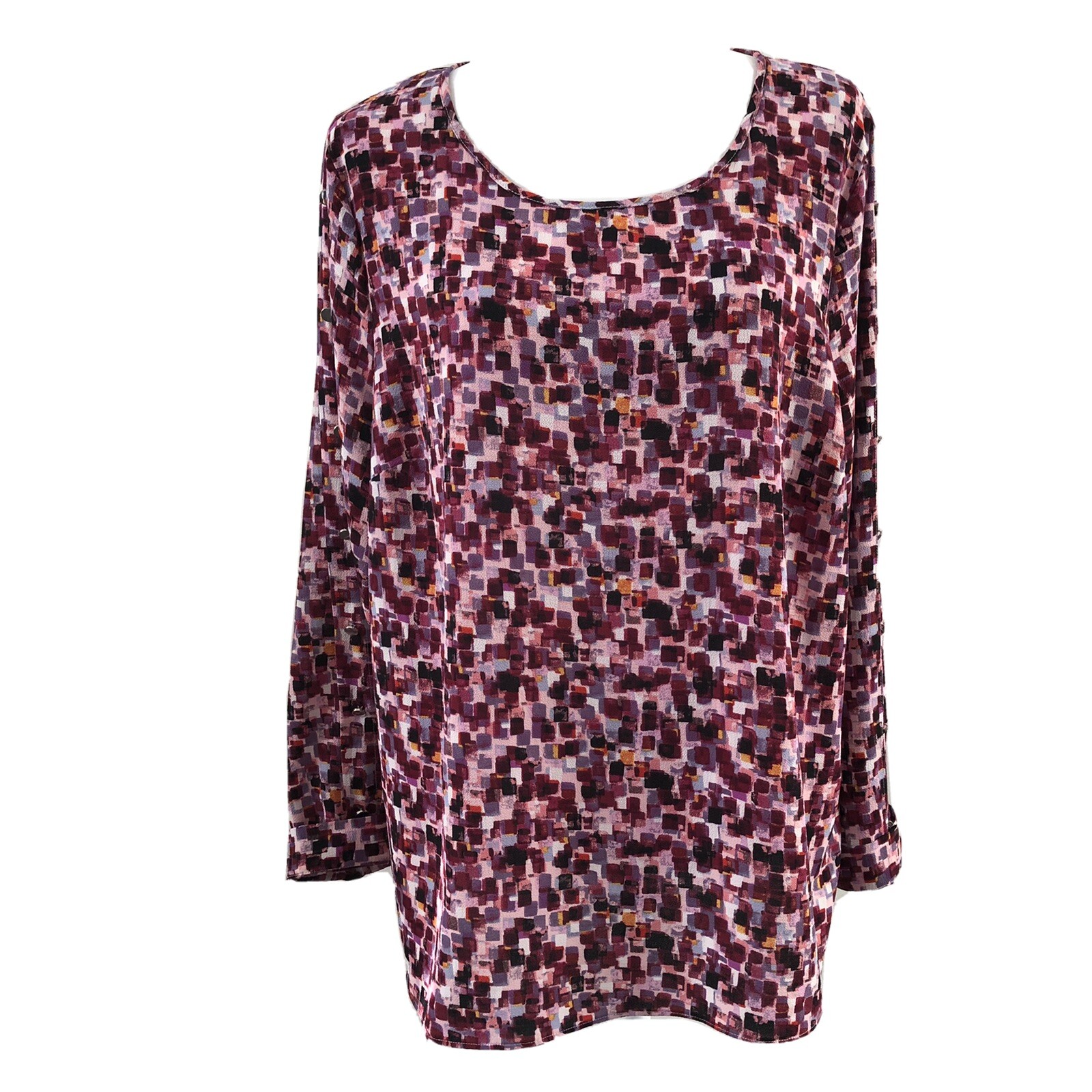 Investments Women’s Multicolor Print LS Top Blouse Sz XL N130247