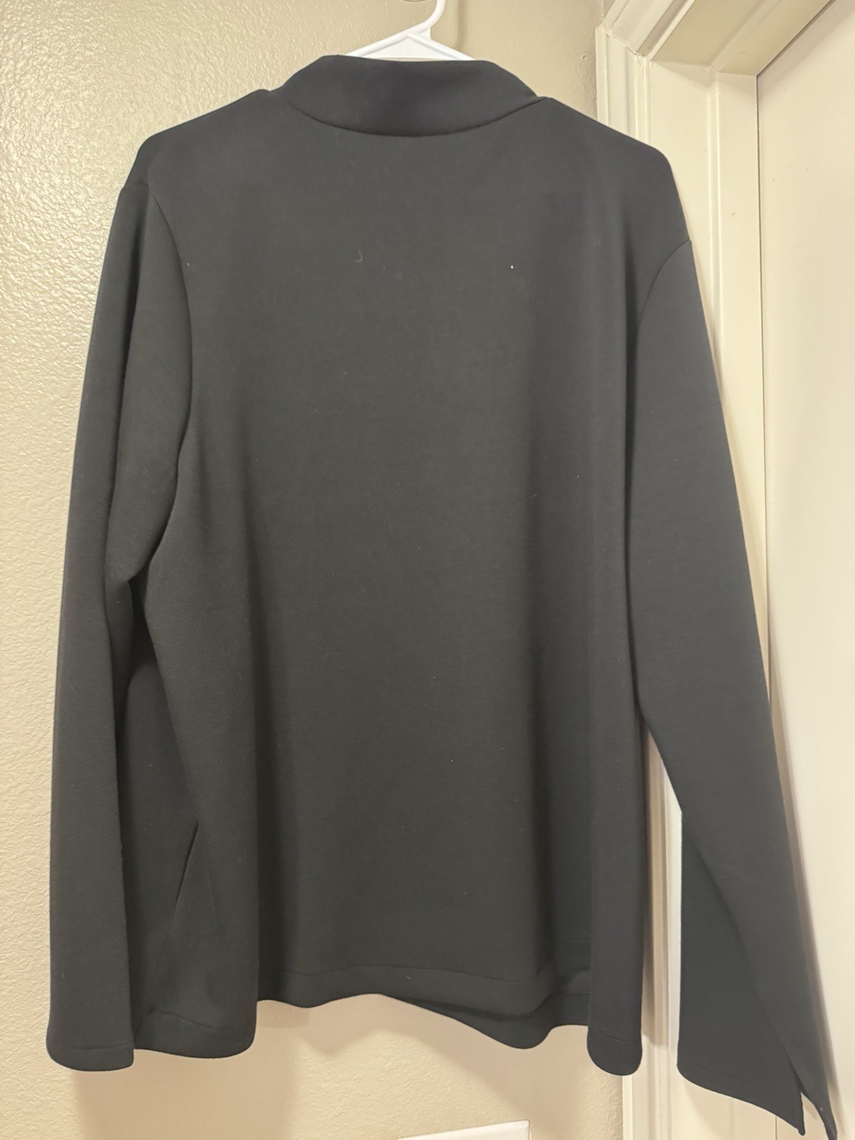 SPANX Modal Blend Knit Pullover Top R Long Sleeve Mock Neck Black Relaxed 50761R