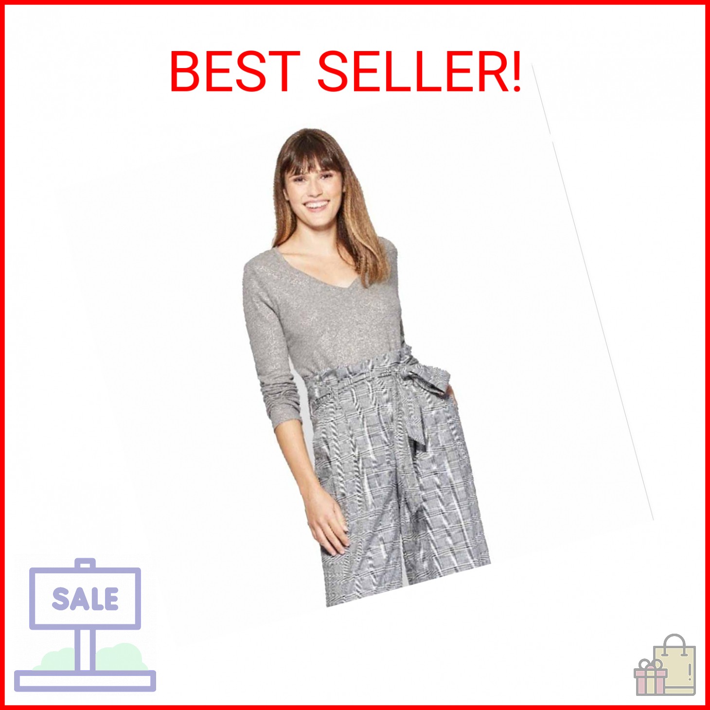 A New Day Women’s Long Sleeve Vintage V-Neck Regular Fit T-Shirt – (US, Alpha, M