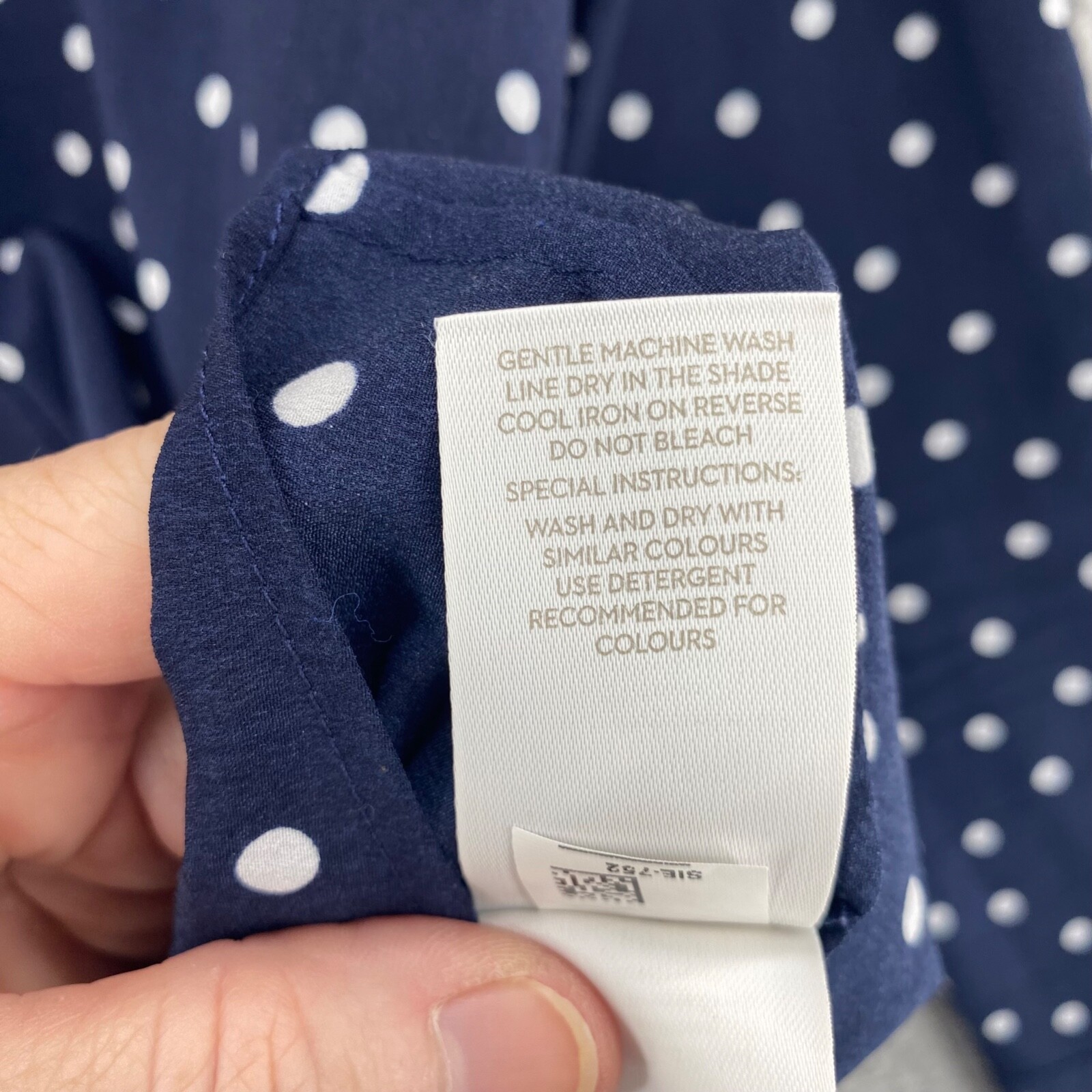 Boden Shirt Women 2 Navy Polka Dot Button Up Long Sleeve Notch Lapel Office Work