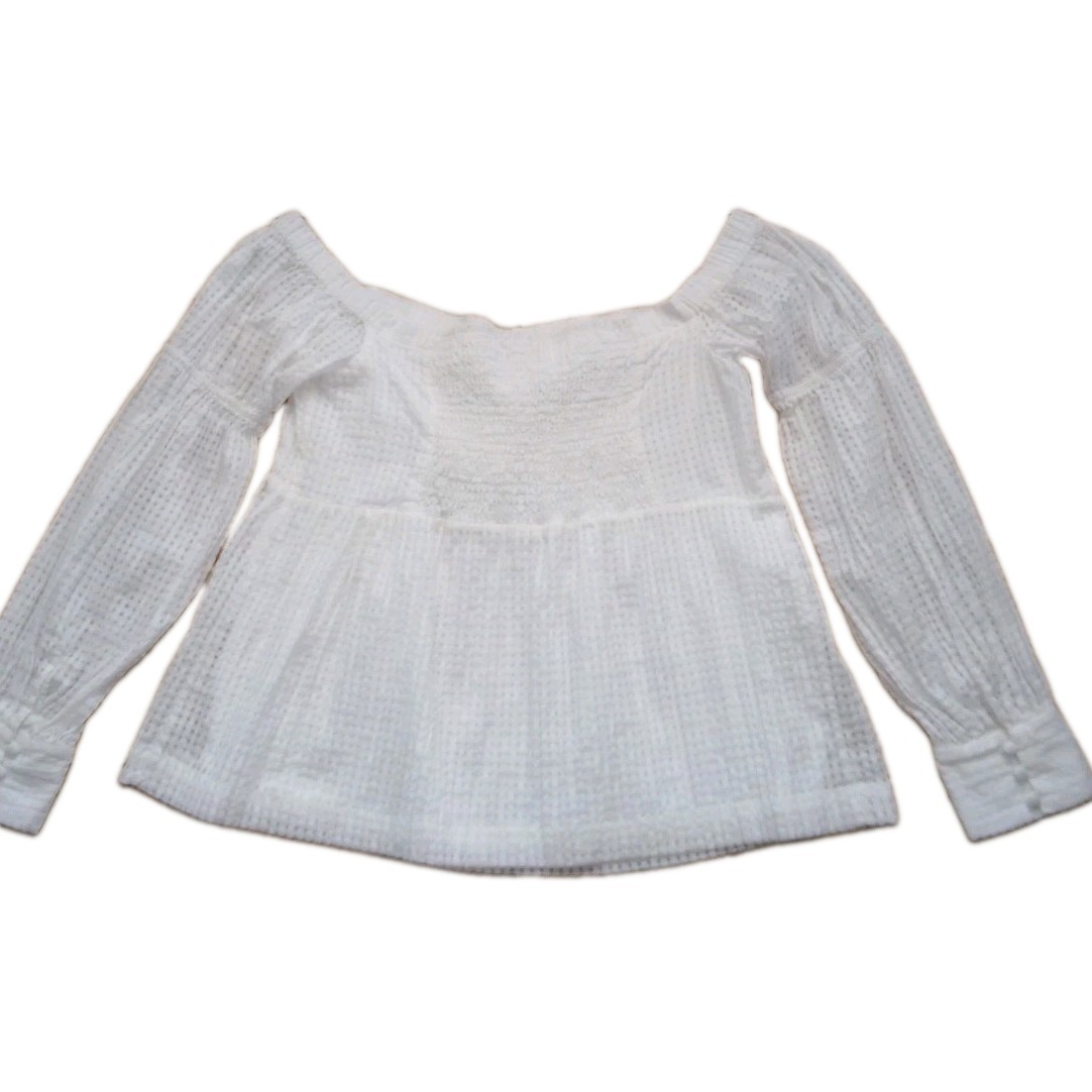 Maeve Off Shoulder Milkmaid Blouse Women’s L White Long Sleeve Cottegecore