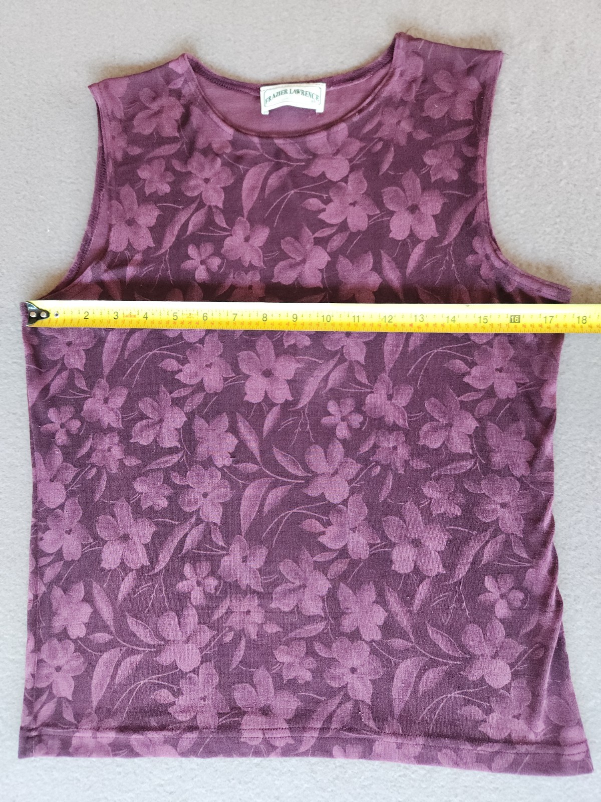 Vintage 90s Frazier Lawrence M Floral Tank Top Women Plum Stretch