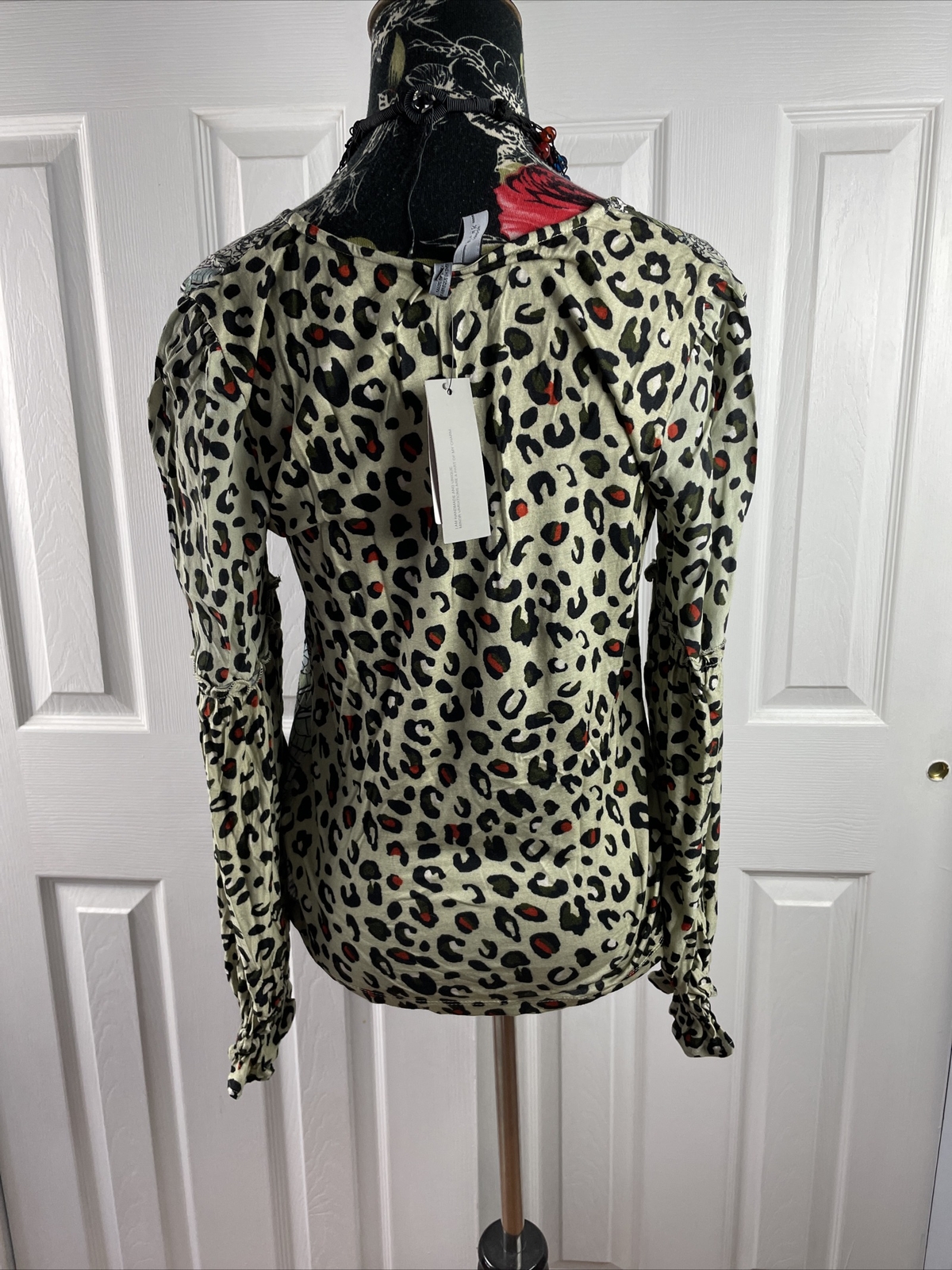 Anthropologie Bl-nk Sibley Mock Neck Top Sage Animals Sz Small