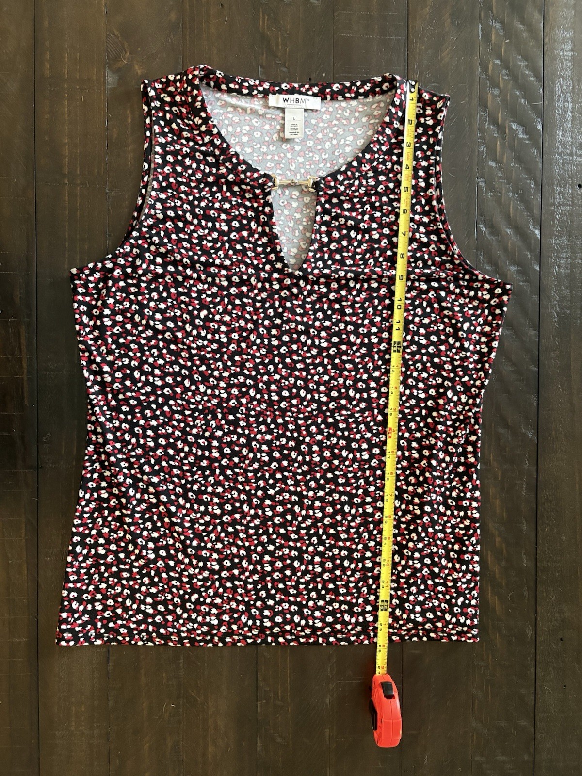 WHBM Women’s Black Red White Keyhole Neck Tank Top – Size Large