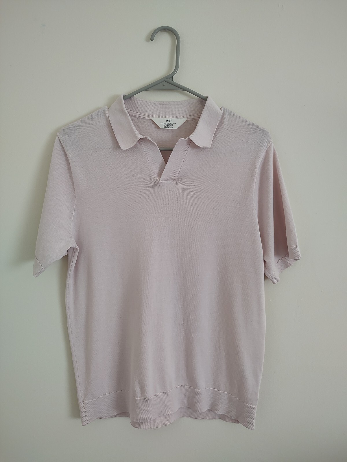 H&M Light Pink Short Sleeve Polo Top 100% Cotton Size 16/18