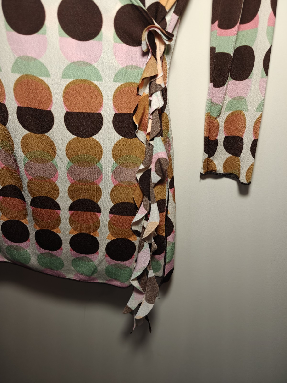 Vtg Y2K 00s Moa Moa Polka Dot Wrap Top McBling Preppy Indie Fairy Girly Medium