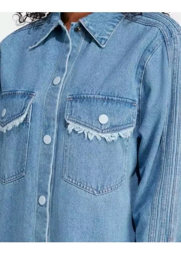 Adidas Originals Womens Denim Fringed Shirt Dress X-Small Ksenia Schnaider – NEW