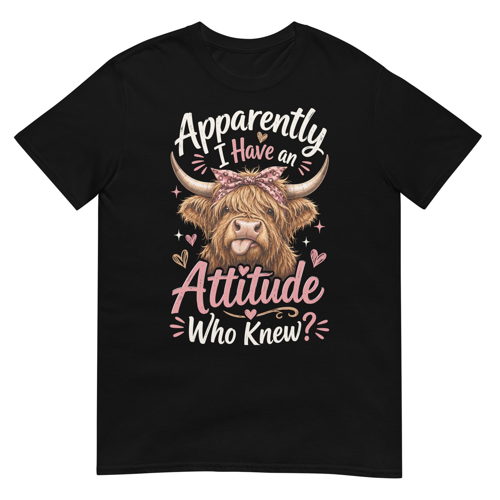 Apparently I Have An Attitude Highland Cow Funny Cute Floral T Shirt Gift