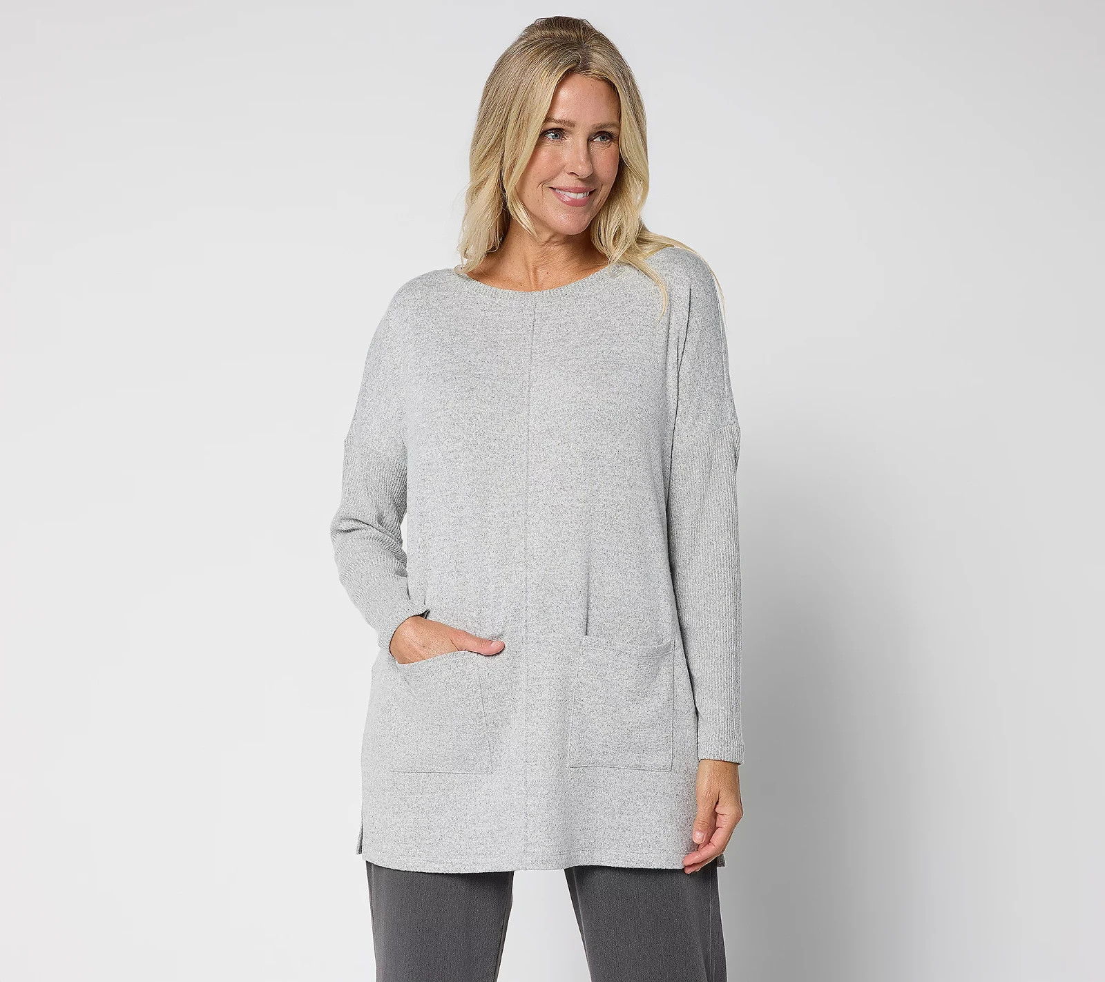 Denim & Co. Heavenly Jersey Regular Relaxed Fit Boatneck Tunic NWT A630346