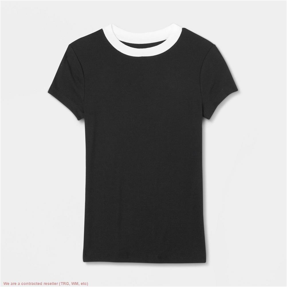 Women’s Slim Fit Ribbed T-Shirt – A New Day Black/White XXL *SEE DEAL!!!*