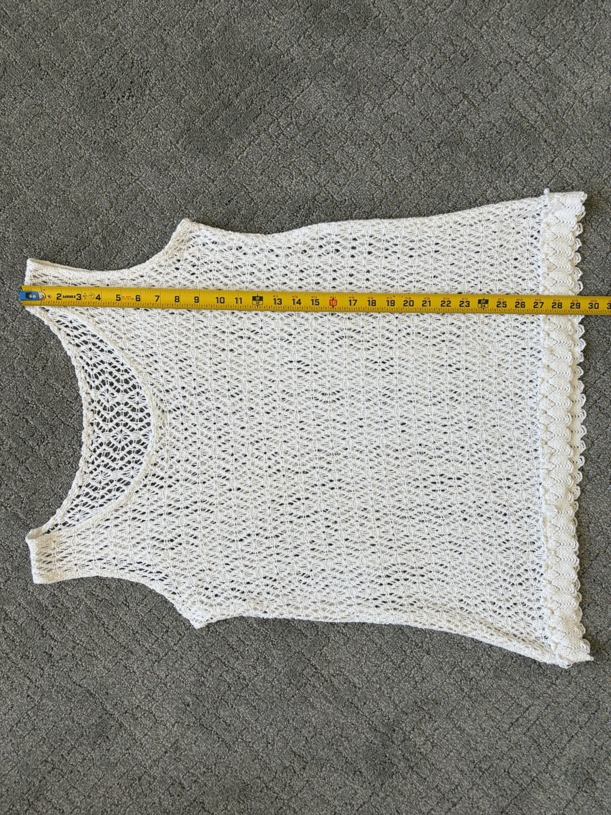 Hand-Crocheted Knit Sleeveless Women’s Tank Top White Size M-L