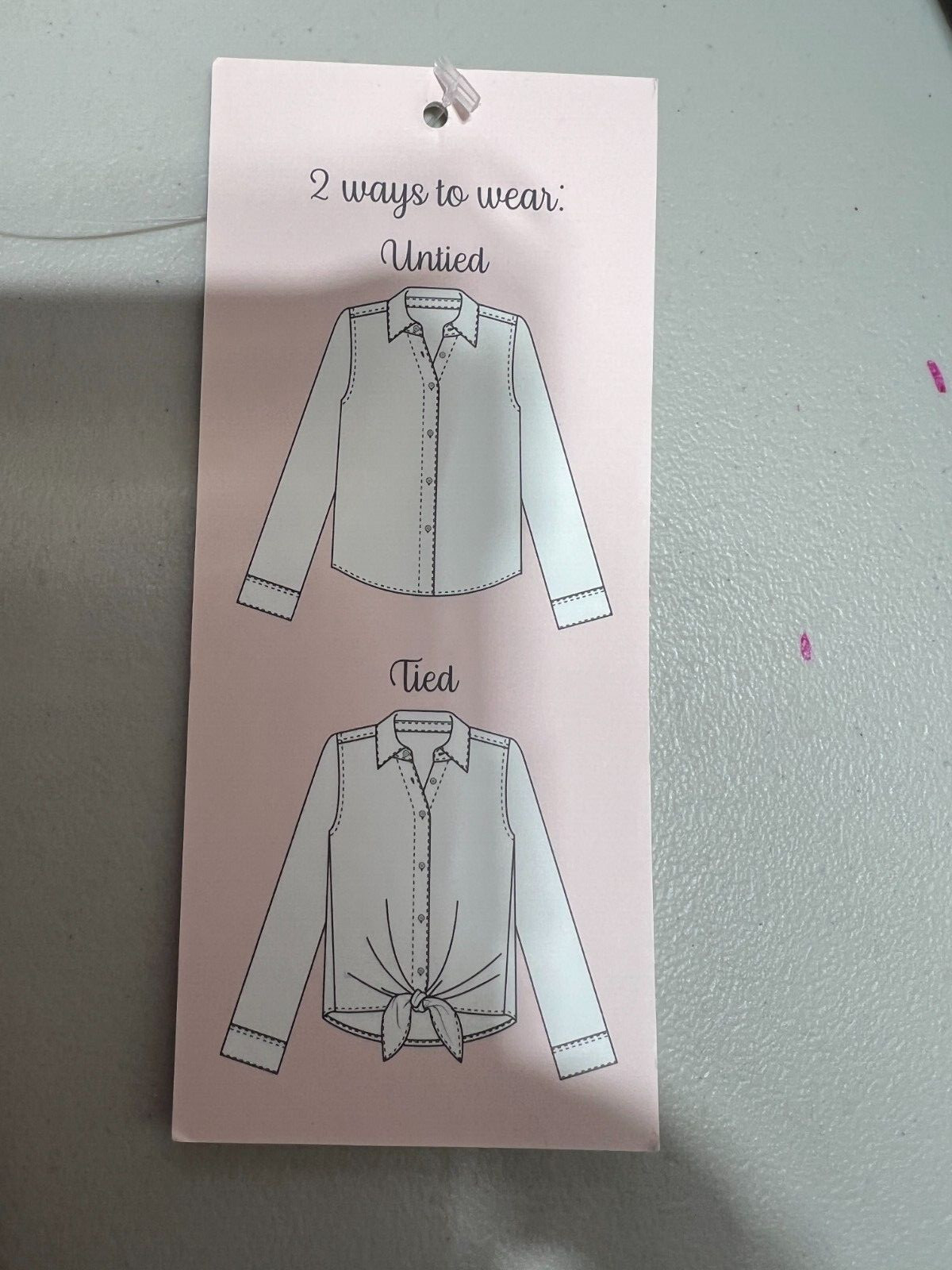 Haver Women Large Satin Top Shirt Blouse New NWT Pink Mauve Floral Tie Knot
