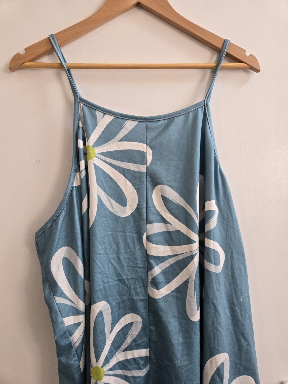 Temu slate blue boho retro vibes daisy floral pleated camisole top – Size 24