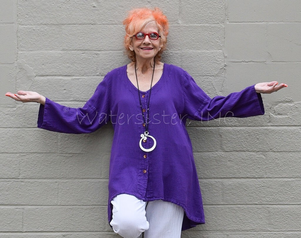 WATERSISTER Cotton Gauze PETUNIA Hi-Lo Top 1(M/L) 2(XL/1X) 3(2X) oh my COLORS