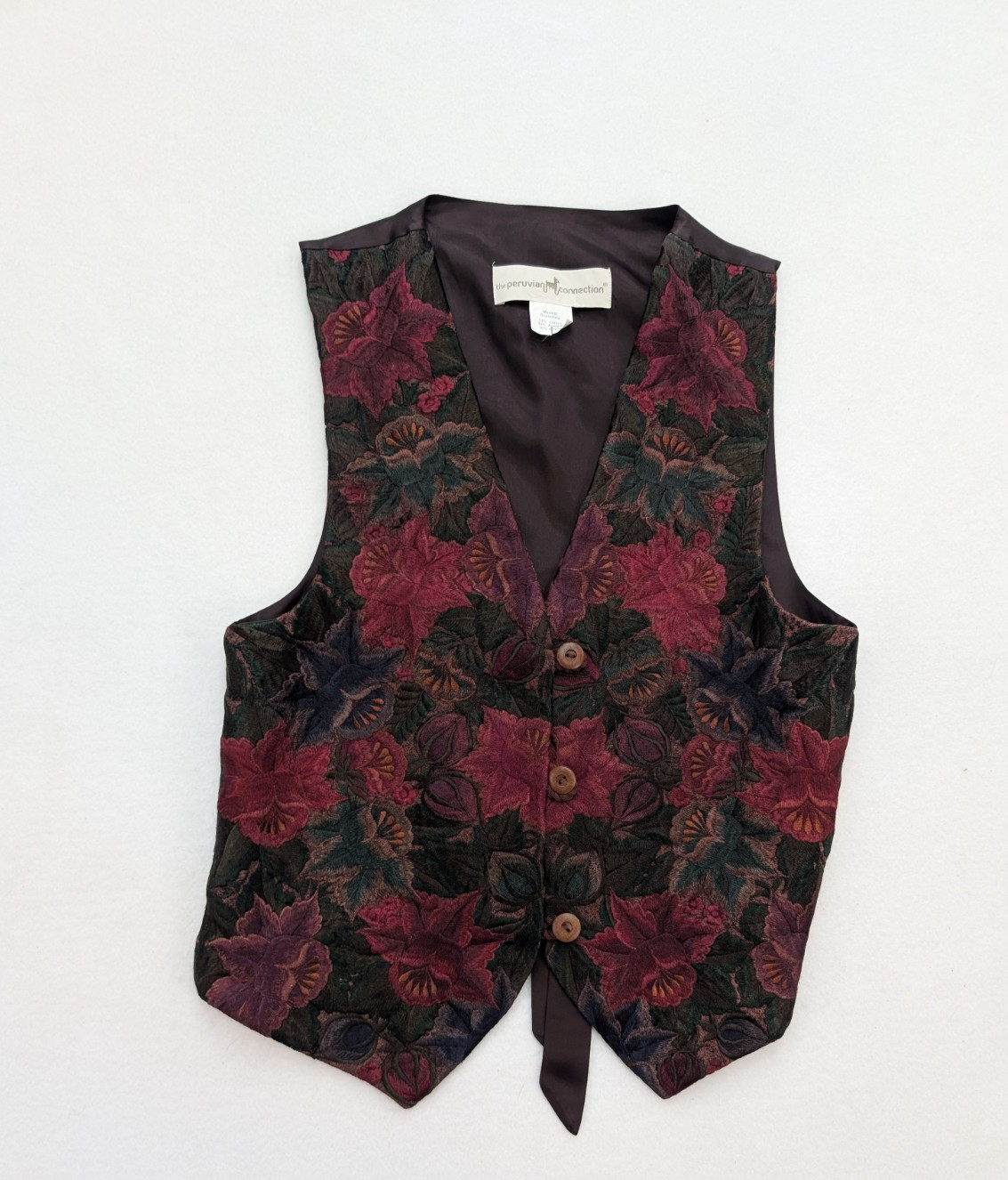 The Peruvian Connection Women’s Vest Size S Floral Woven Classic