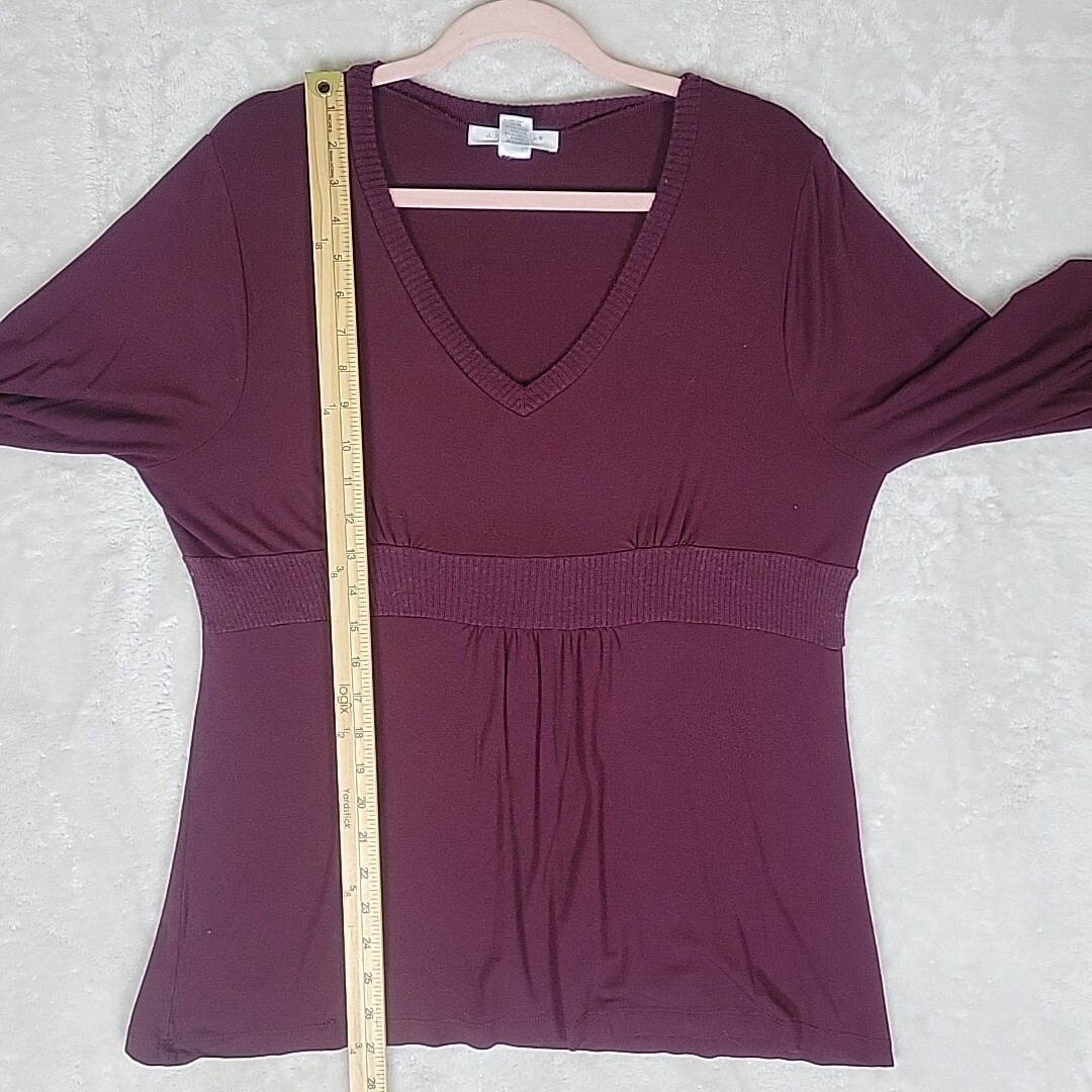 August Silk Options XL Women’s Top Knit Burgandy High Waist 3/4 Balloon Sleeves