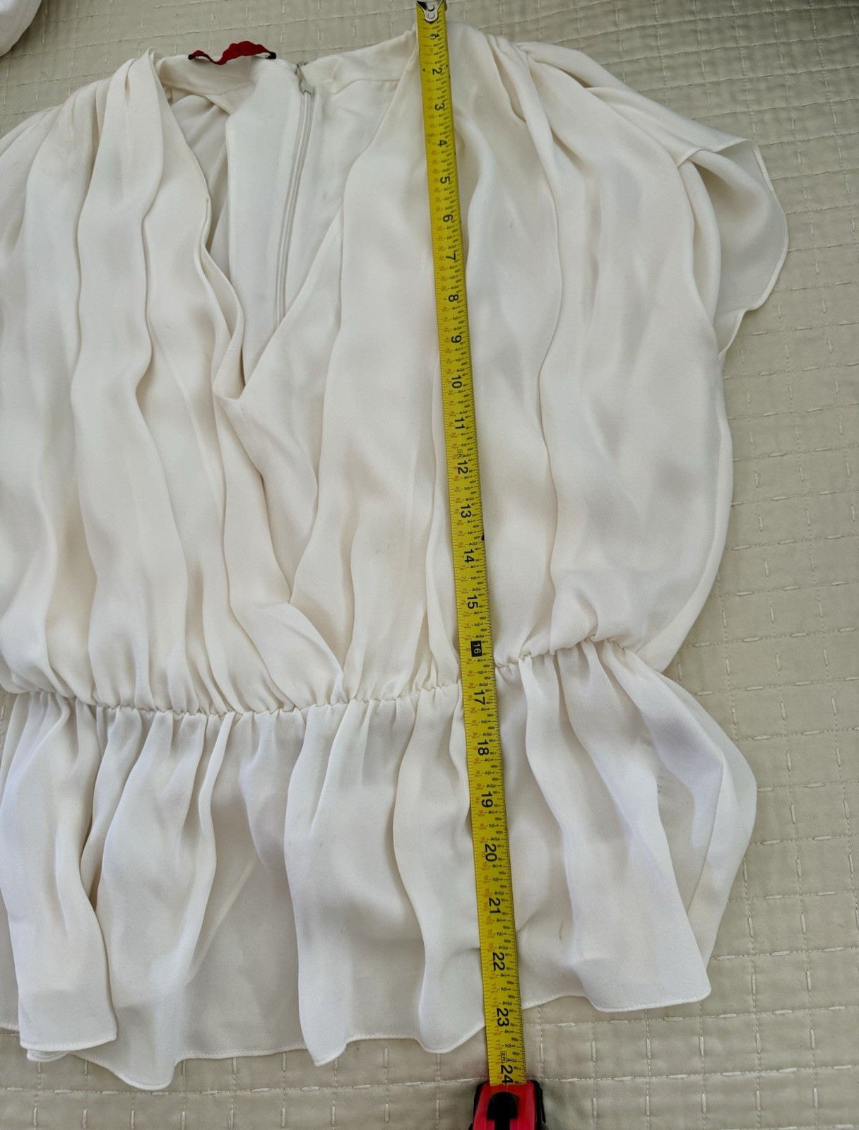 Tamara Mellon Cream Silk Drape Blouse Size 2