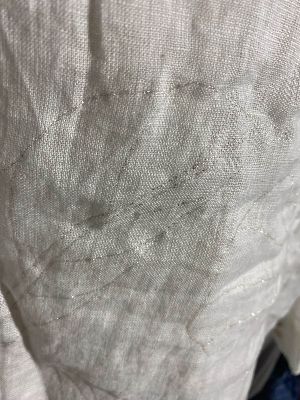 Calypso St. Barth Blouse NEW Women 3X 100% Linen White Silver Metallic Accent