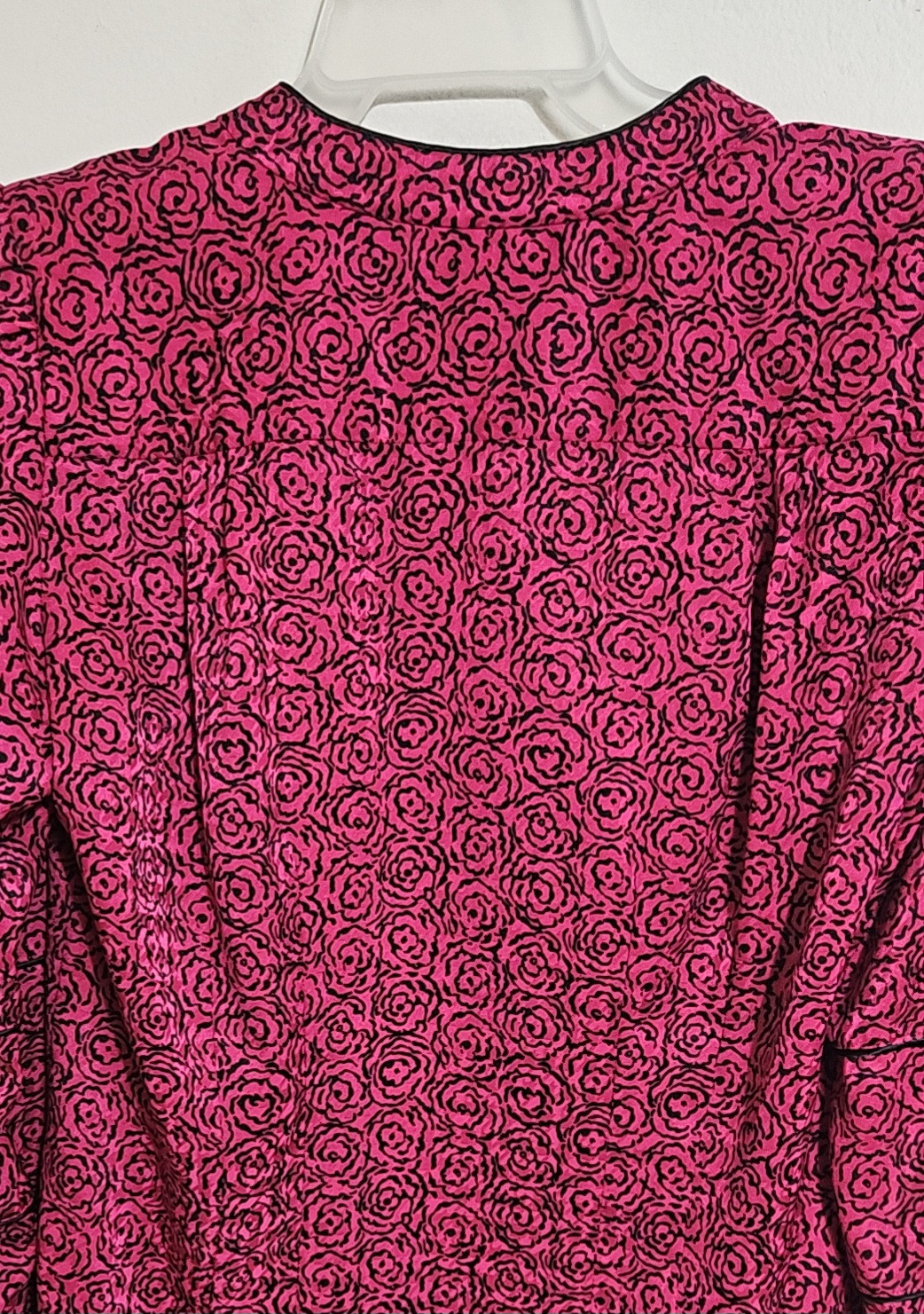NINA RICCI Paris Vintage Pink Floral Rose Peplum Blouse Puff Sleeve SZ 10/M
