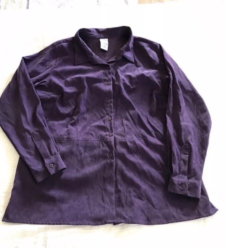 VTG CASCADE BLUES ladies Purple suede look SHACKET shirt / jacket XL (42” chest)