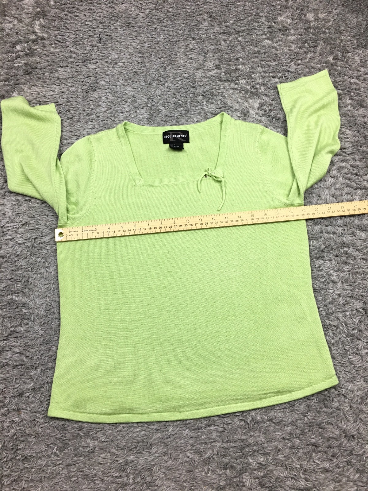 Requirements Square Neck Shirt Womens Size Medium Green 3/4 Sleeve
