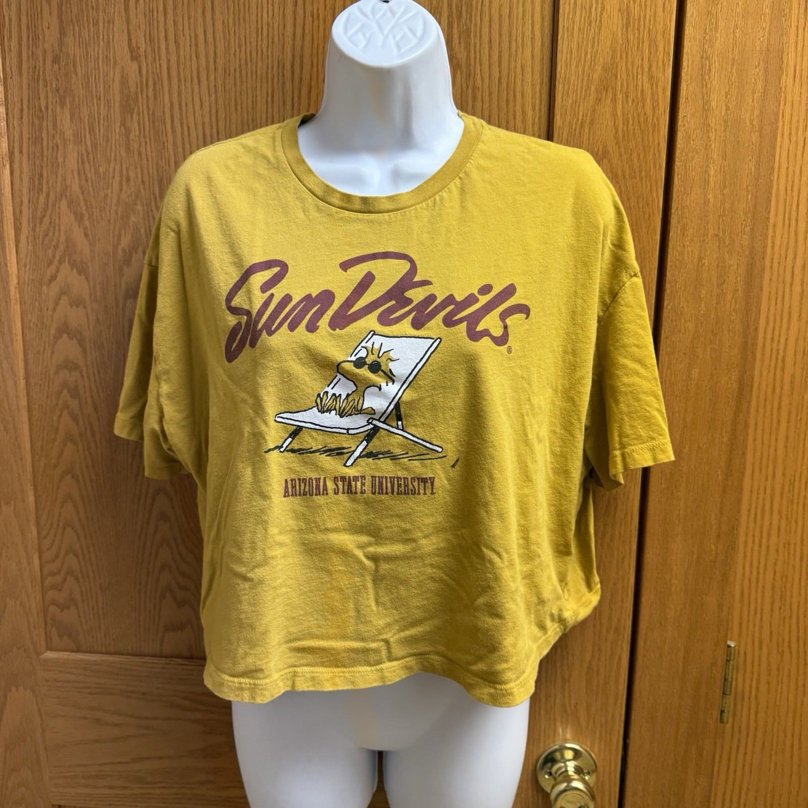 Arizona Sun Devils ASU Snoopy Woodstock Cropped T-Shirt Top – Large