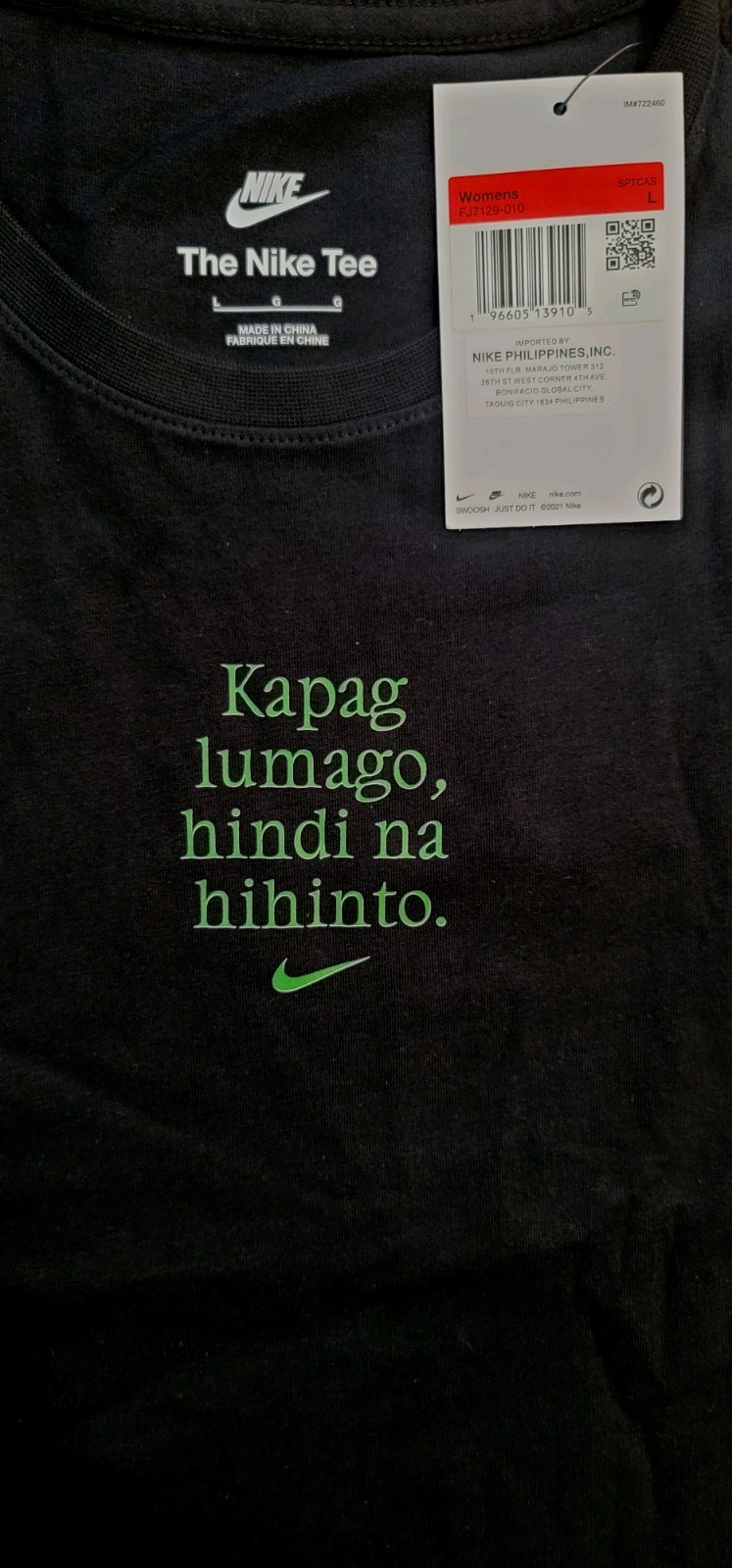 Alex Eala Nike Tee Women’s L Black Green Text Bloom By You BGC 🇵🇭 Exclusive