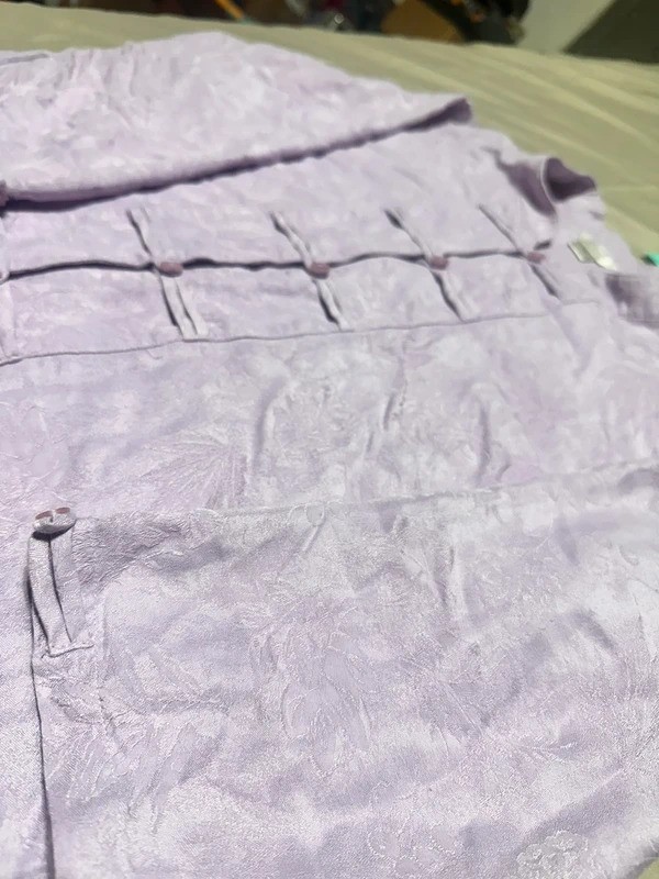 Christopher & Banks Purple Jacquard Mandarin Collar Button Front Top Jacket M