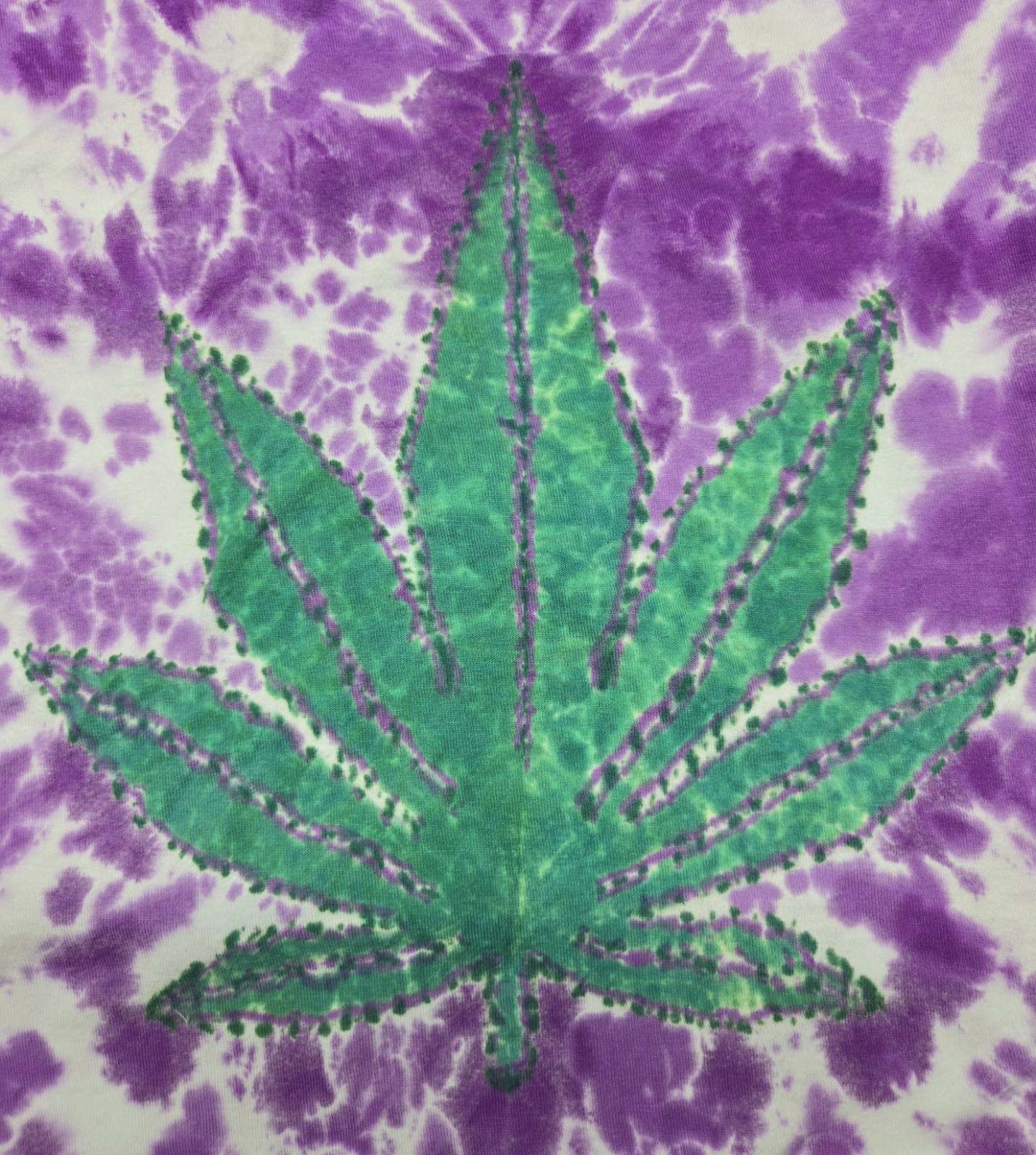 Tultex L Tie-Dye Marijuana Leaf Graphic T-Shirt Cotton Crew Neck Short Sleeve