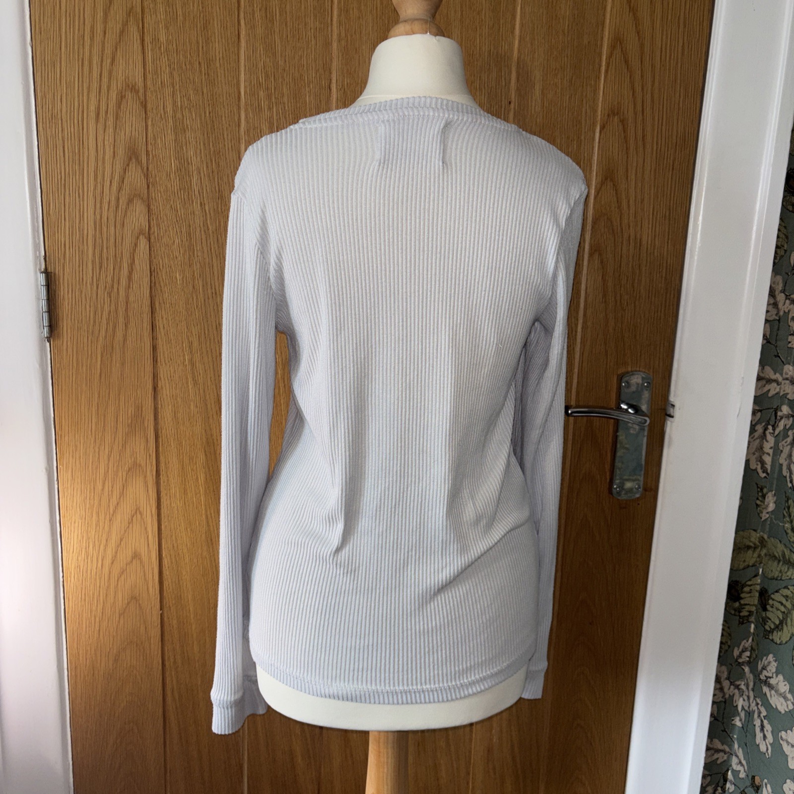 F&F Cherry Embroidered Ribbed Long Sleeve Top White UK 12-14