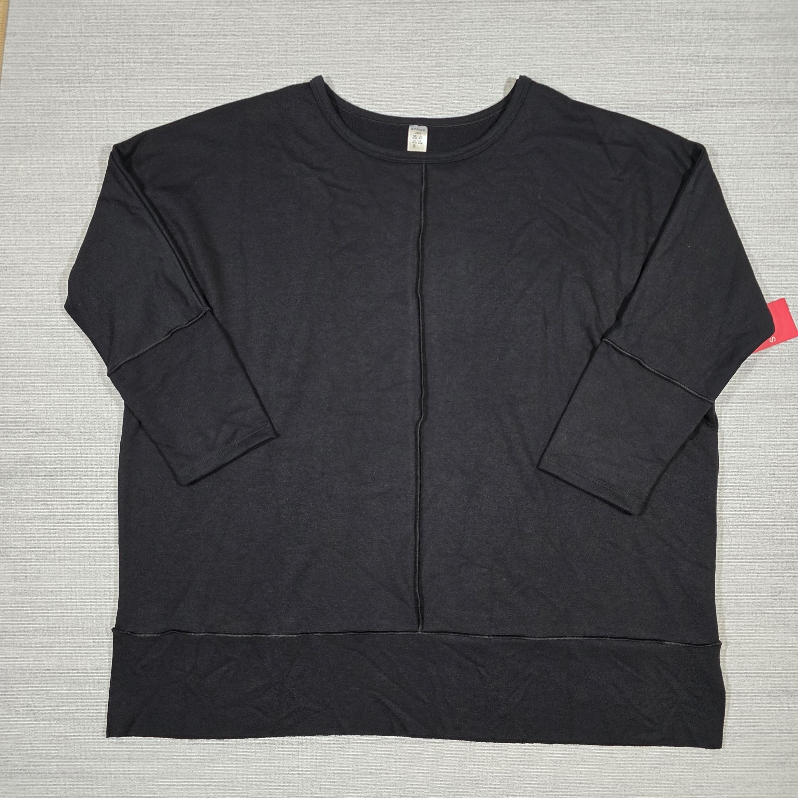 Spanx PLT Perfect Length Dolman 3/4 Sleeve Sweatshirt Top Womens L Black 50171R