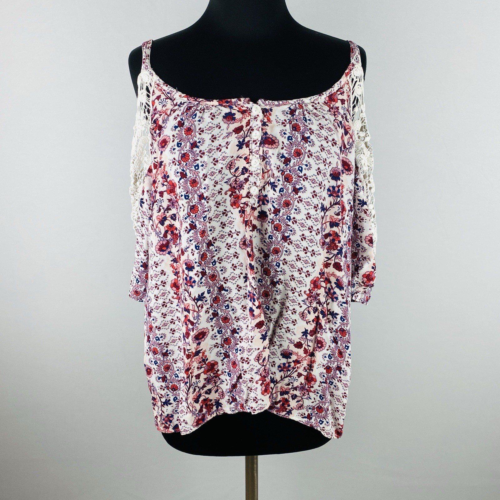 Claudia Richard Womens Crochet Accents No Size Tag 42 In Chest Size 16 *