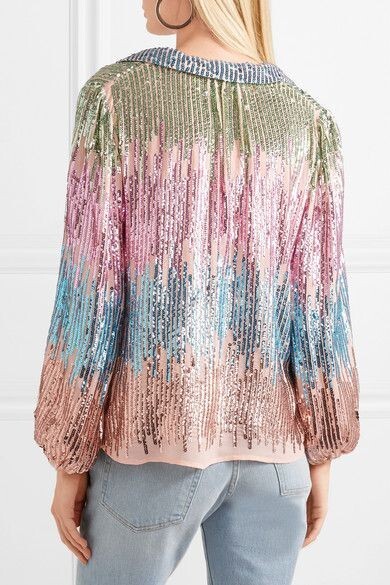 Early Rare Rixo London Lyla Rainbow Sequin Top Blouse M UK 12 40 8 RRP £259 ASO