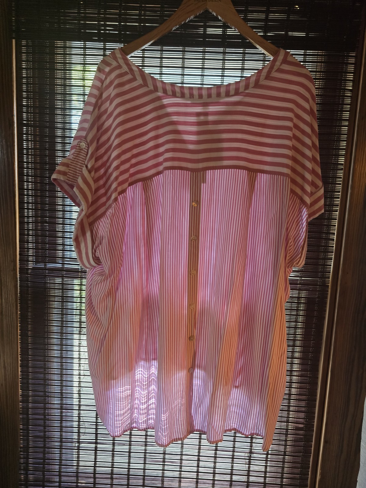 NWT Jane + Delancey Women’s 3X Striped Notch Neckline Pink & White Top Pullover