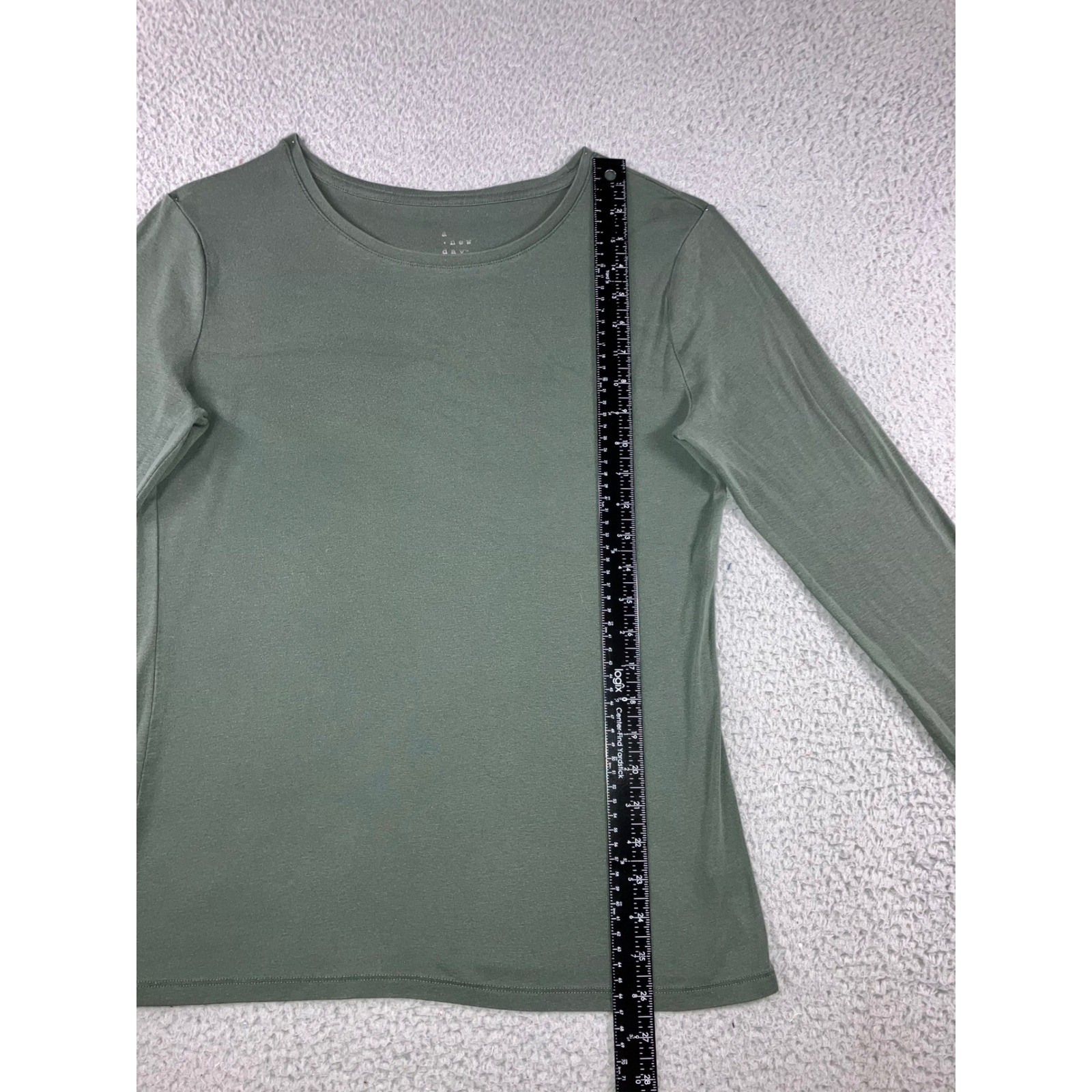 Basic L/S Top L Olive Green Solid Layering Earthy Neutral Pima Cotton Modal