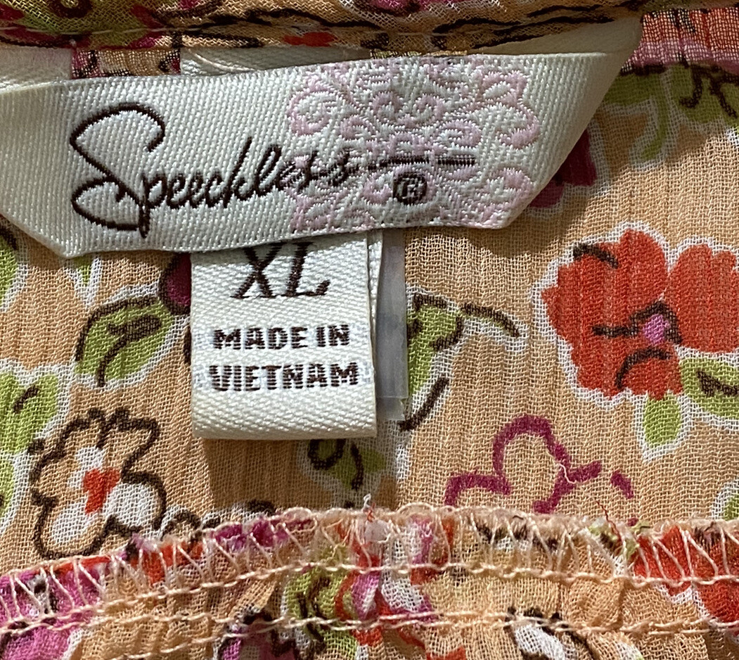 Speeckless Womens Blouse Xl Multicolor Floral Colorful Messing West tie