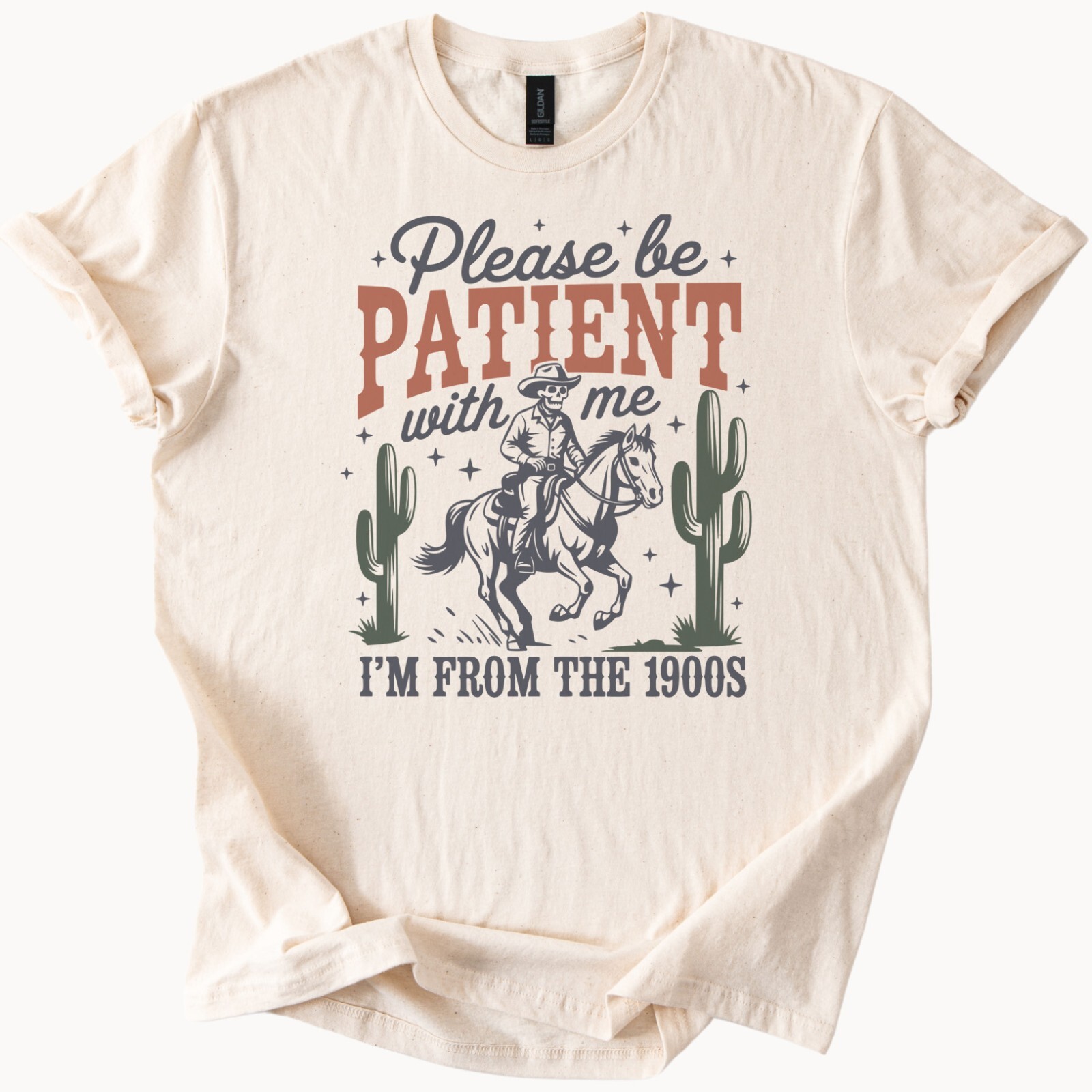 1900s Cowboy Horse Cactus Funny Graphic Tee