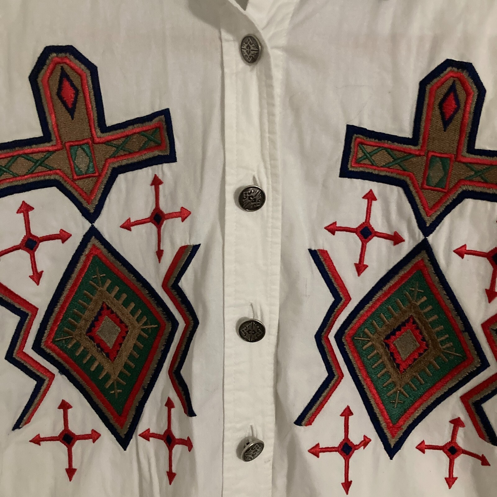 Vtg Panhandle Slim Western Shirt Women Size S Button Up Embroidered Rodeo